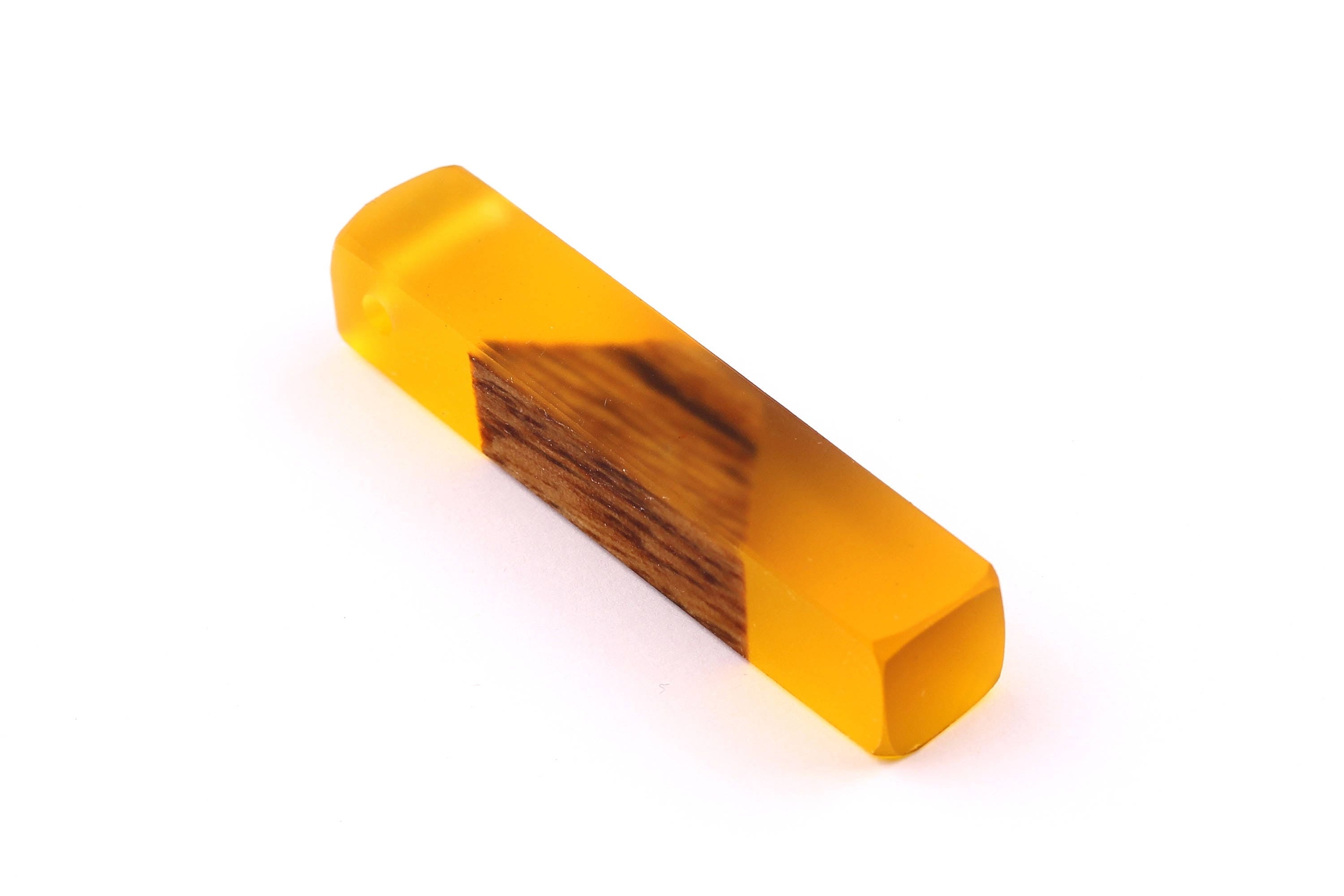 Wood Resin Pendant - Natural Mahogany Wooden Charms - Yellow Epoxy Resin Necklace - Jewelry Supplies - Wooden Beads - 60x10x11mm - BB1017MY - DOMEDBAZAAR