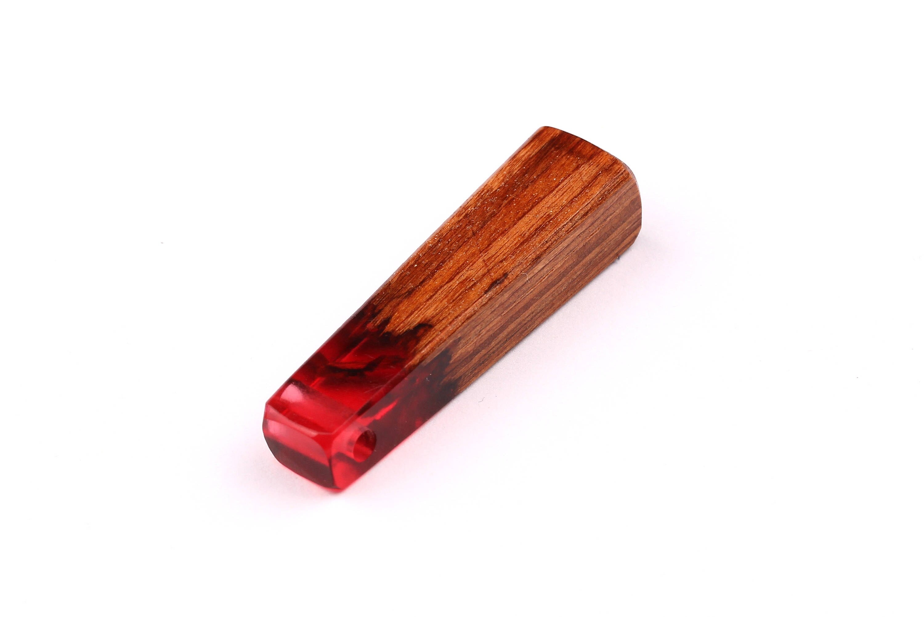 Wood Resin Pendant - Natural Mahogany Wooden Charms - Red Epoxy Resin Necklace - Jewelry Supplies - Wooden Beads - 49x10x12mm - BB1021SR - DOMEDBAZAAR