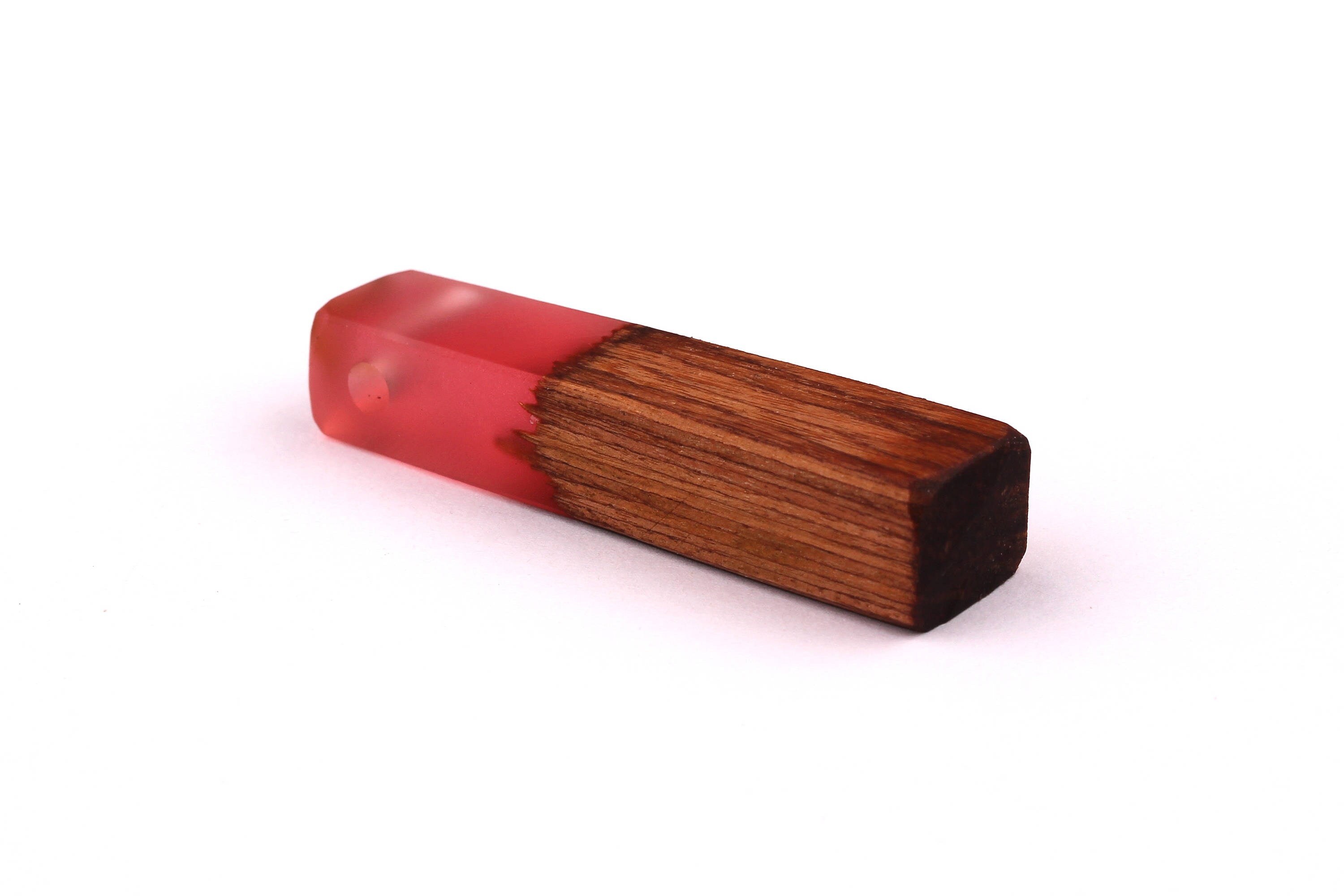 Wood Resin Pendant - Natural Mahogany Wooden Charms - Pink Epoxy Resin Necklace - Jewelry Supplies - Wooden Beads - 49x10x12mm - BB1021MP - DOMEDBAZAAR