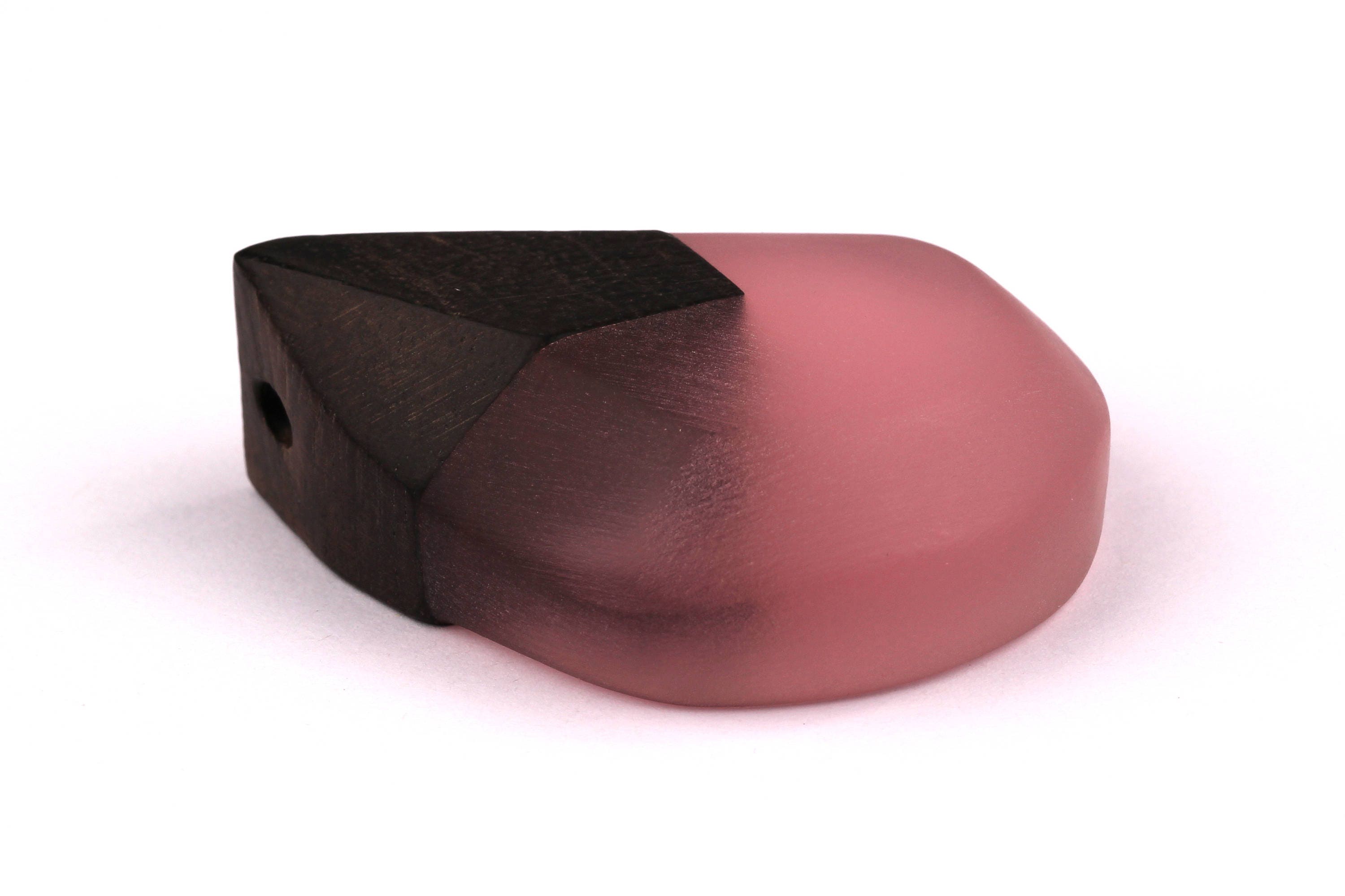 Wood Resin Pendant - Natural Monzo Wooden Charms - Pink Epoxy Resin Necklace - Jewelry Supplies - Tear Shaped Beads - 49x38x15mm - BB1005P - DOMEDBAZAAR