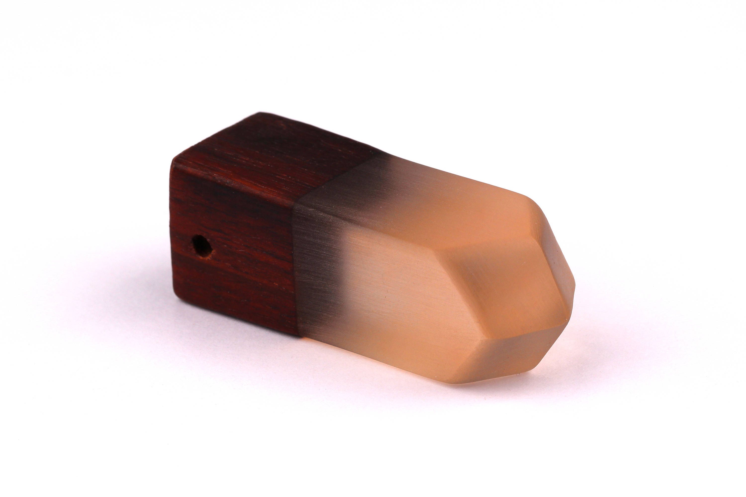 Wood Resin Pendant - Natural Monzo Wooden Charms - White Epoxy Resin Necklace - Jewelry Supplies - Wooden Beads - 50x17x17mm - BB1006W - DOMEDBAZAAR
