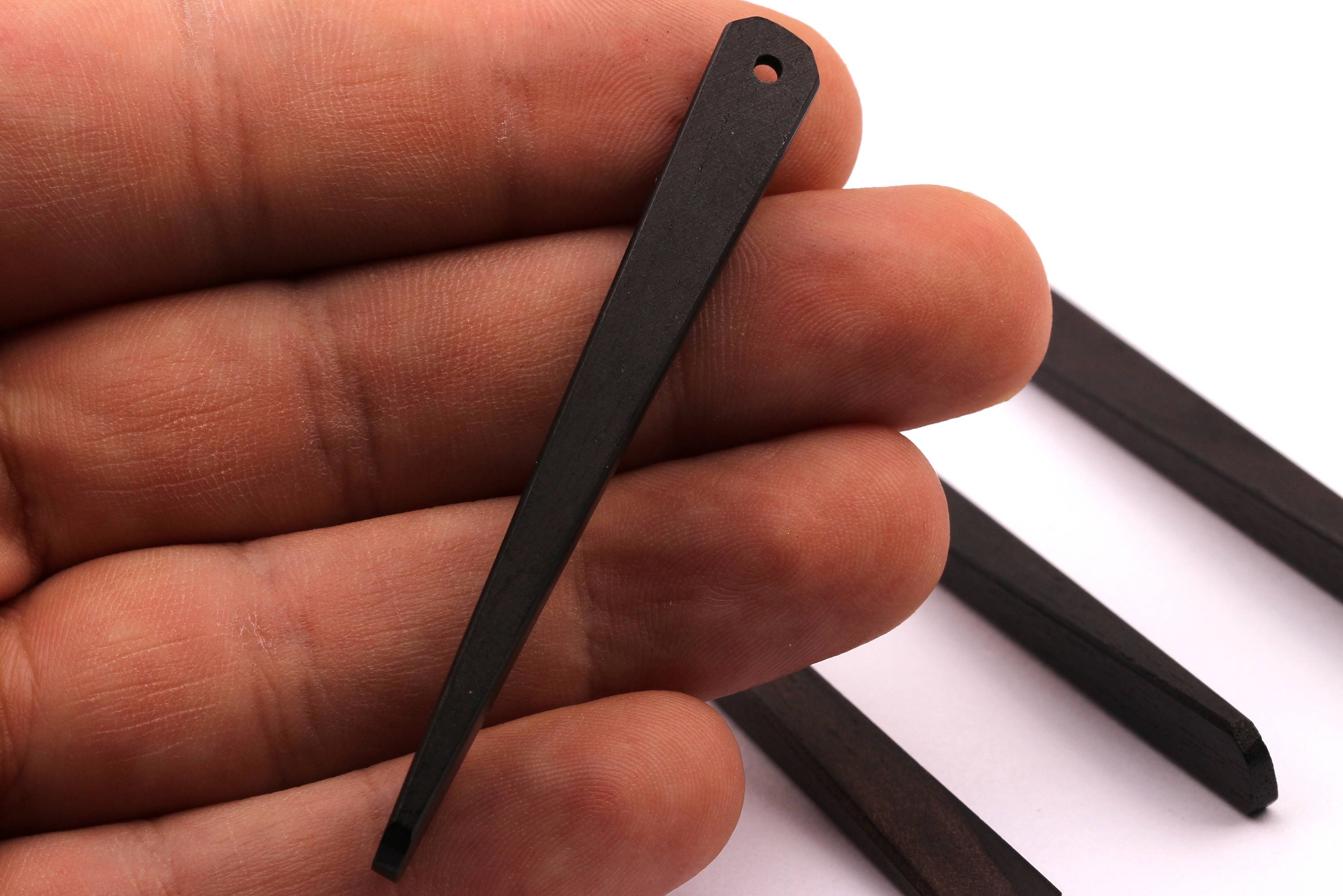 Wood Earring Charms - Hammered Long Bar Shaped - Ebony Wood Charms for Necklace and Earrings - Wooden Beads - 65x7x3mm - BB1034E - DOMEDBAZAAR