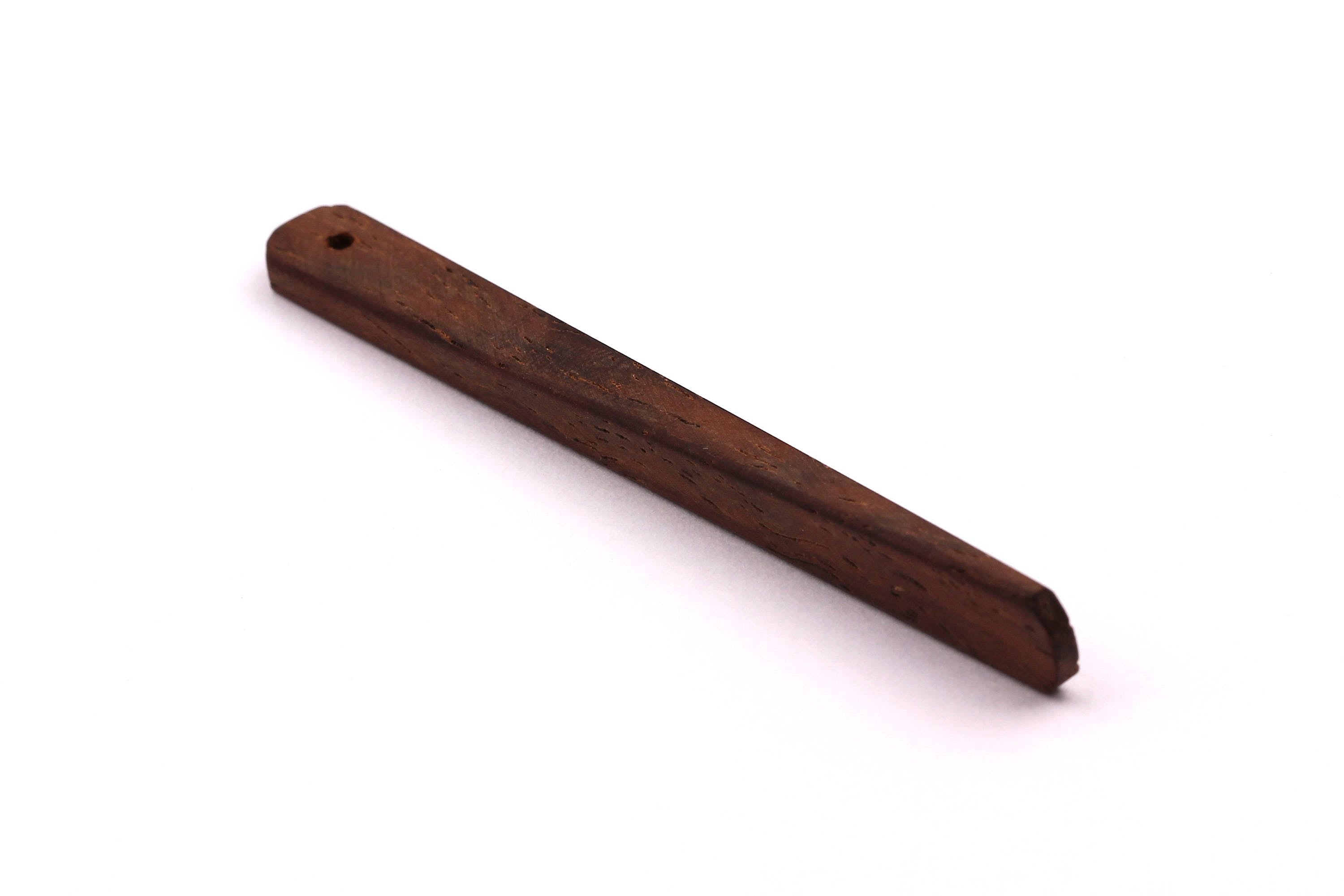 Wood Earring Charms - Hammered Long Bar Shaped - Ash Ebony Wood Charms for Necklace and Earrings - Wooden Beads 65x7x3mm - BB1034A - DOMEDBAZAAR