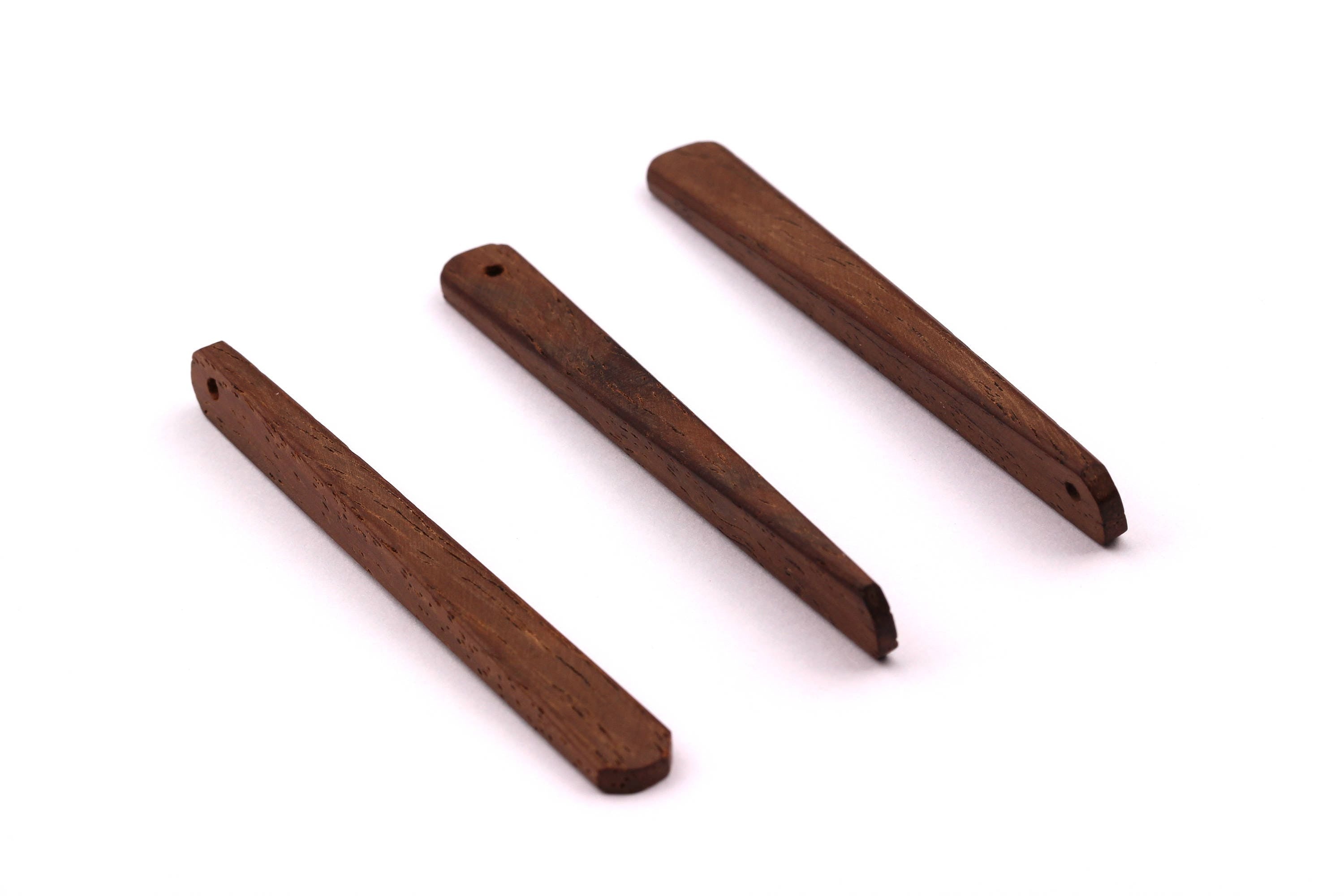 Wood Earring Charms - Hammered Long Bar Shaped - Ash Ebony Wood Charms for Necklace and Earrings - Wooden Beads 65x7x3mm - BB1034A - DOMEDBAZAAR