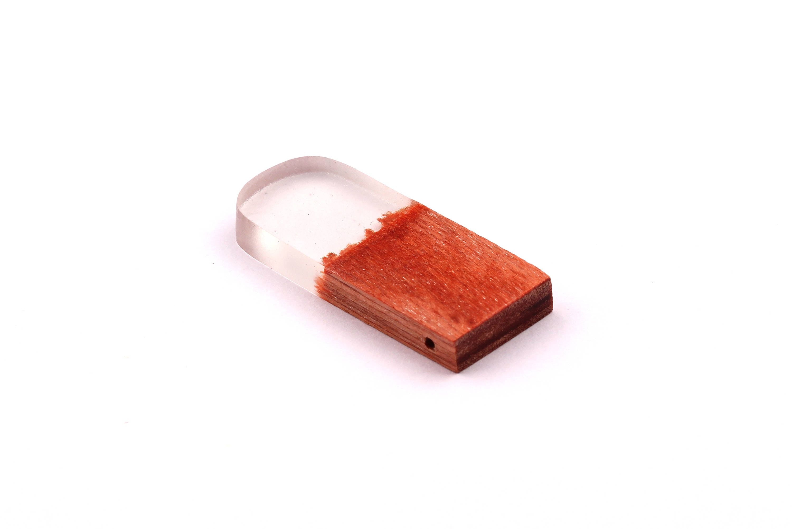 Wood Resin Pendant - Natural Wooden Charms - White Epoxy Resin Necklace - Jewelry Supplies - Wooden Beads 32x13x4mm - BB1036W - DOMEDBAZAAR