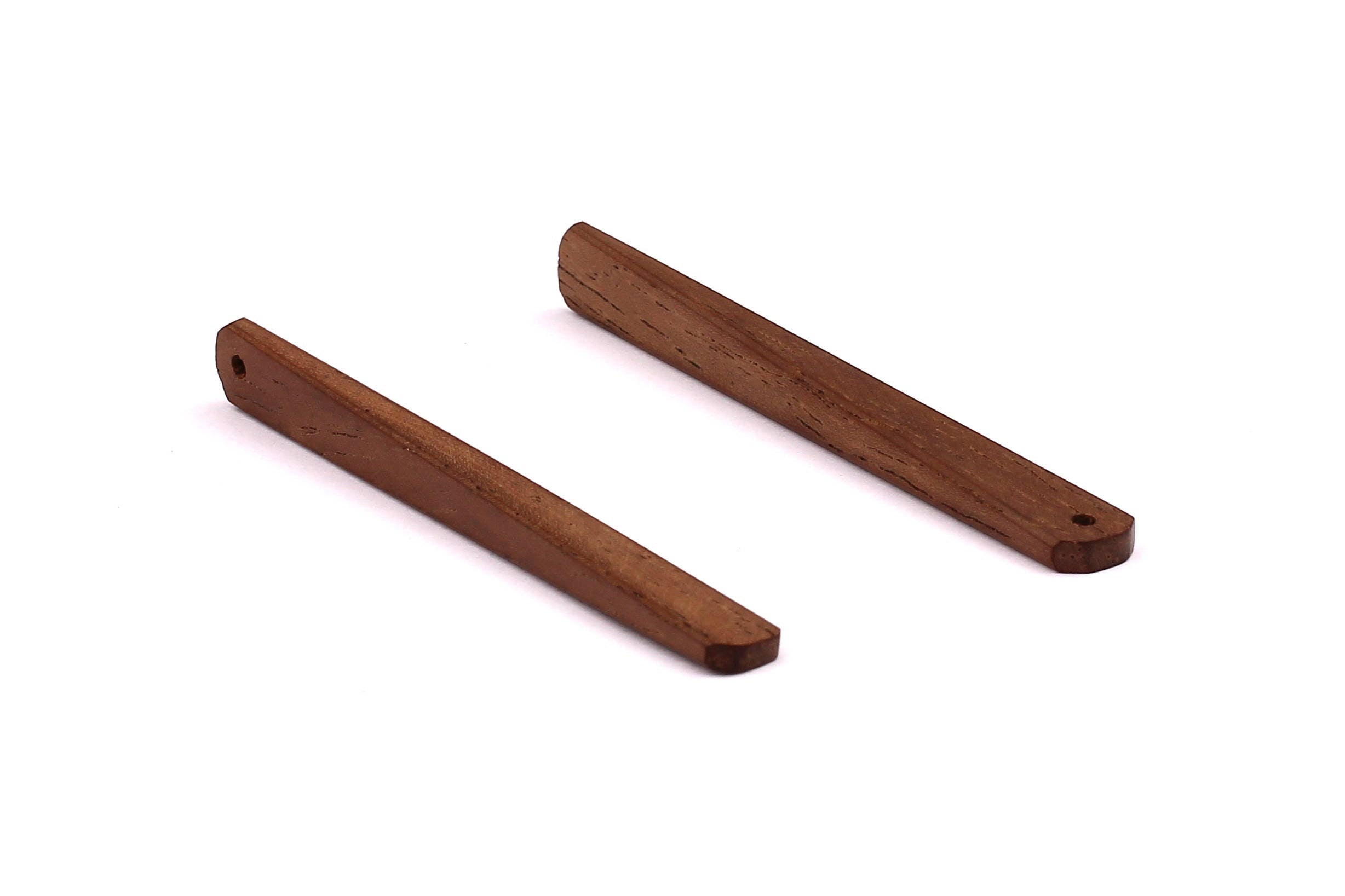 Wood Earring Charms - Hammered Long Bar Shaped - Ash Ebony Wood Charms for Necklace and Earrings - Wooden Beads 65x7x3mm - BB1034A - DOMEDBAZAAR