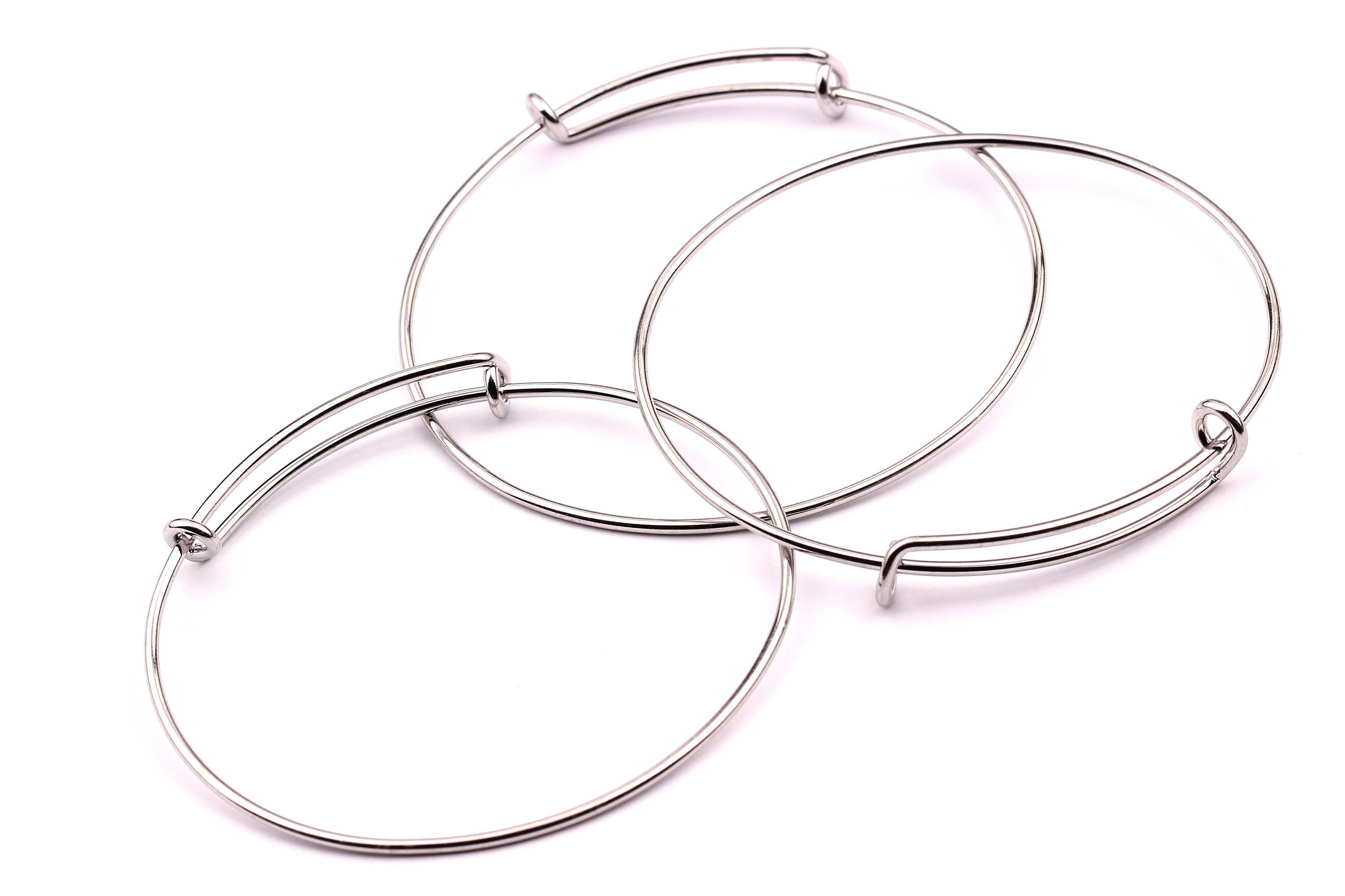 Adjustable Bangle Bracelet - Stainless Steel Bracelet - One  Loop - Expandable Wire Bangle For Charms - Jewelry Supplies - 65x1.6mm - SS1001 - DOMEDBAZAAR