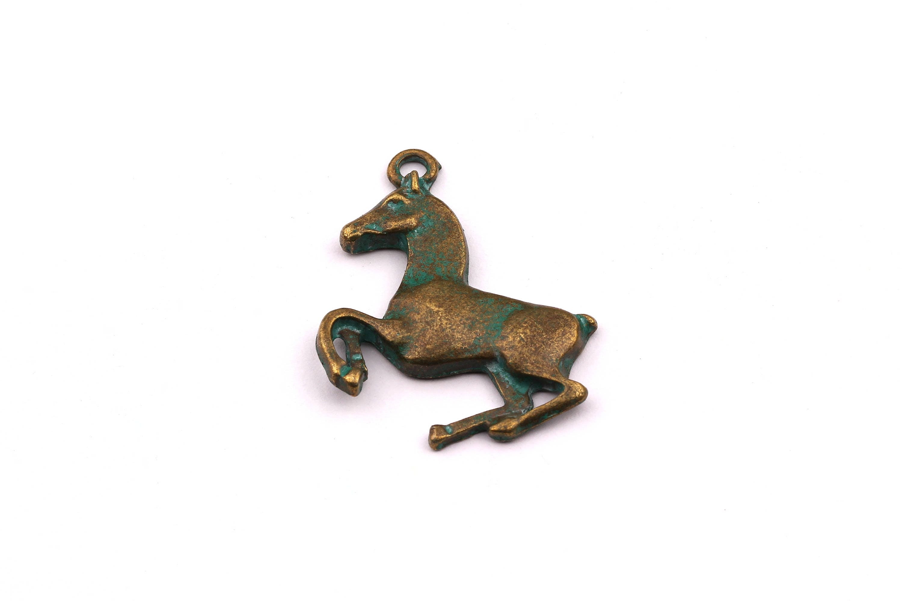 Faux Patina Pendant - Horse Shaped - Alloy Charms - Antique Bronze Tone Necklace - Zinc Alloy Beads - Jewelry Supplies - 30x25x3mm ZZ1012 - DOMEDBAZAAR