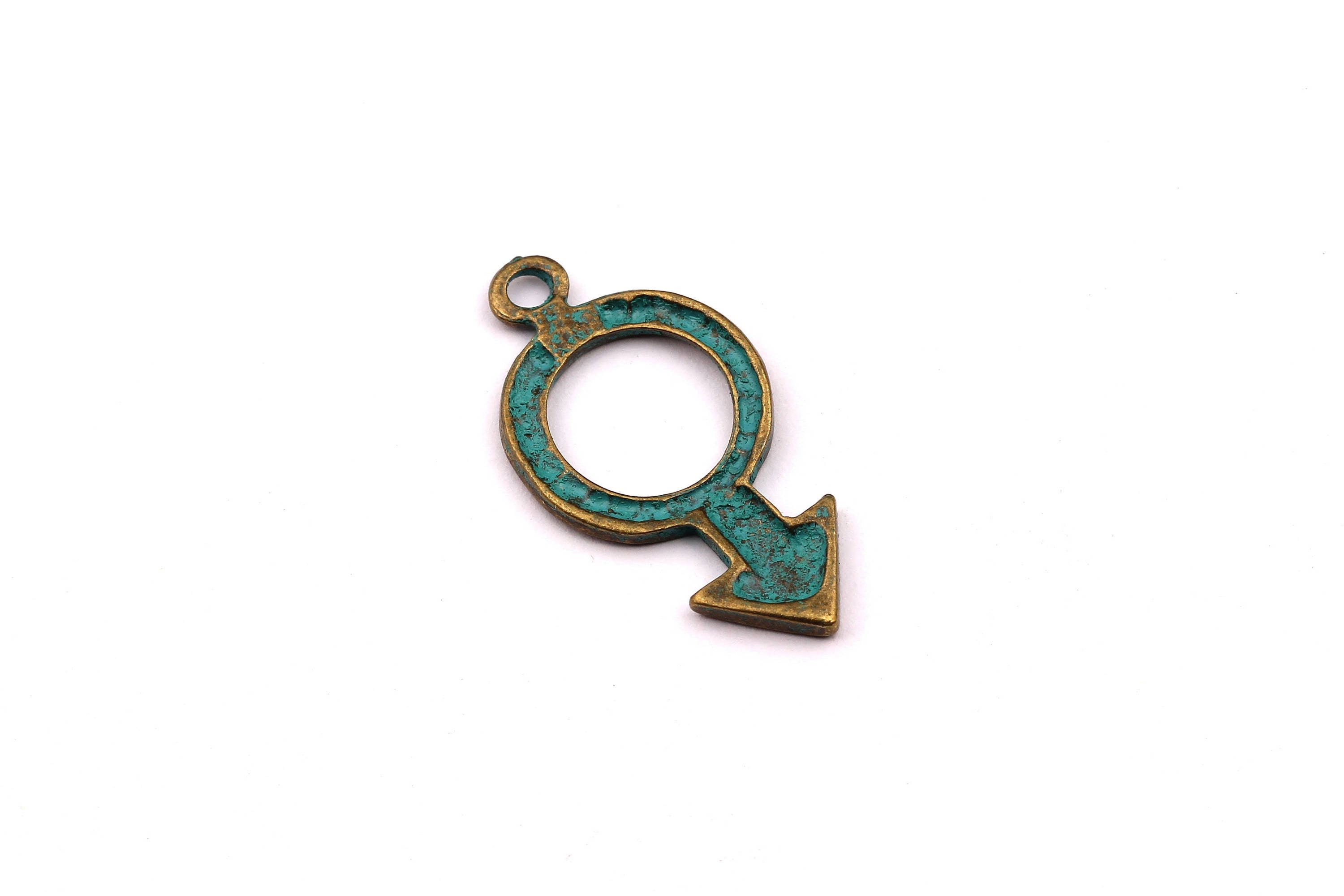 Faux Patina Pendant - Symbol Shaped - Alloy Charms - Antique Bronze Tone Necklace - Zinc Alloy Beads - Jewelry Supplies - 30x15x1.7mm ZZ1030 - DOMEDBAZAAR