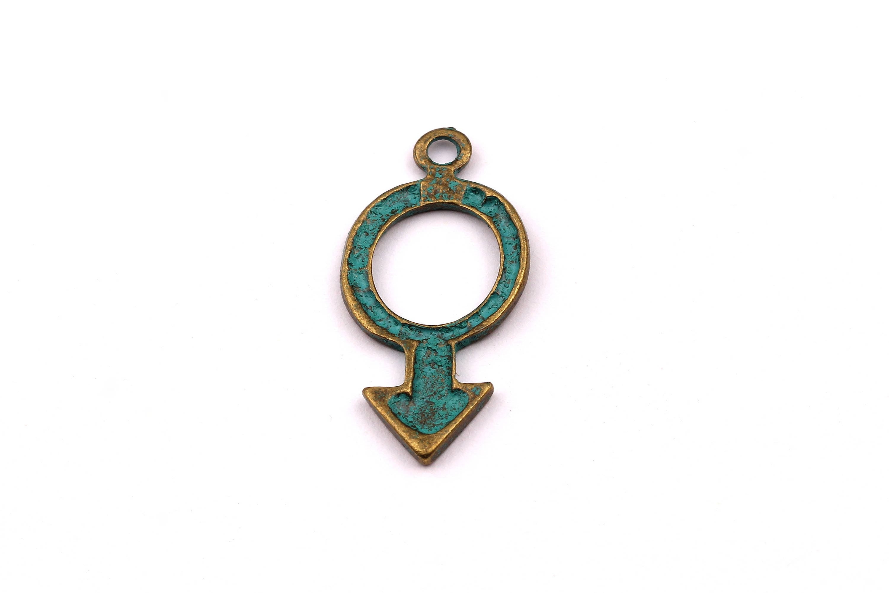 Faux Patina Pendant - Symbol Shaped - Alloy Charms - Antique Bronze Tone Necklace - Zinc Alloy Beads - Jewelry Supplies - 30x15x1.7mm ZZ1030 - DOMEDBAZAAR