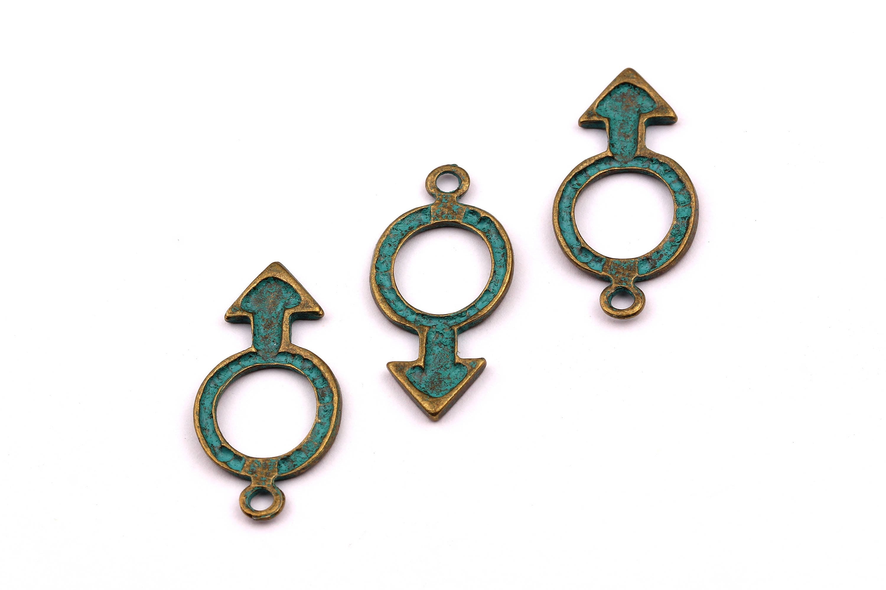 Faux Patina Pendant - Symbol Shaped - Alloy Charms - Antique Bronze Tone Necklace - Zinc Alloy Beads - Jewelry Supplies - 30x15x1.7mm ZZ1030 - DOMEDBAZAAR