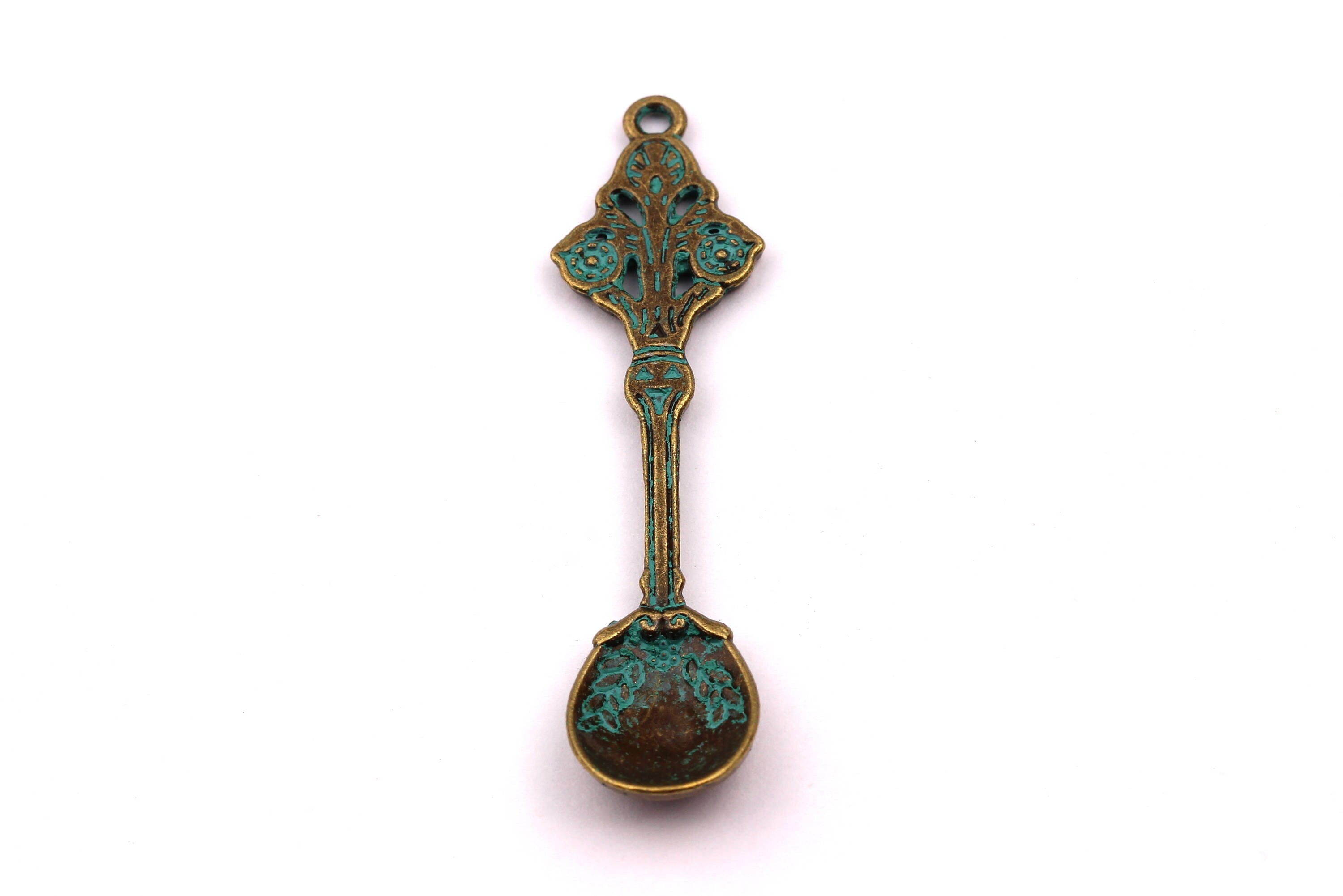 Faux Patina Pendant - Spoon Shaped - Alloy Charms - Antique Bronze Tone Necklace - Zinc Alloy Beads - Jewelry Supplies - 60x2mm ZZ1048 - DOMEDBAZAAR