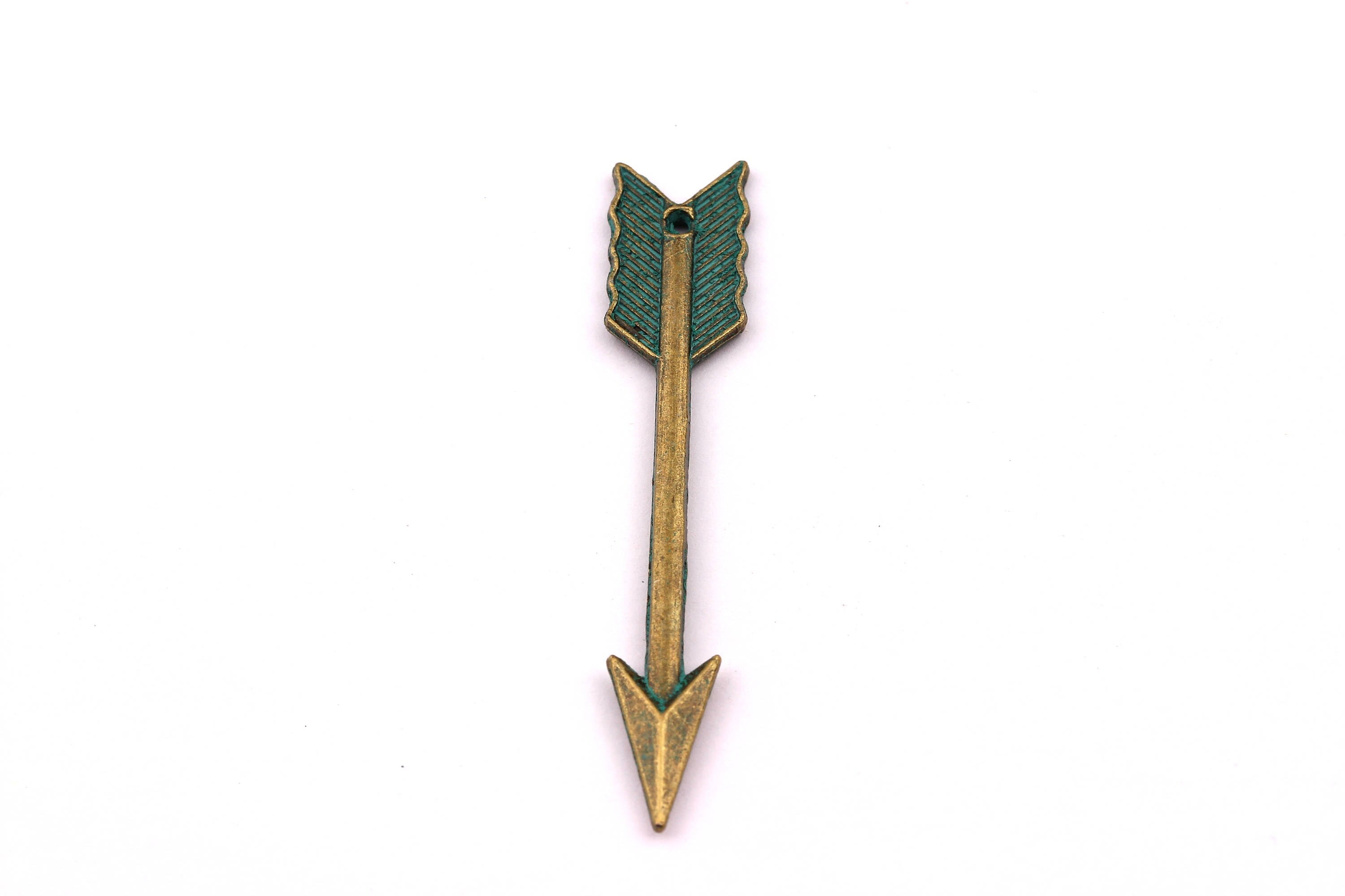 Faux Patina Pendant - Arrow Shaped - Alloy Charms - Antique Bronze Tone Necklace - Zinc Alloy Beads - Jewelry Supplies - 60x2.5mm ZZ1049 - DOMEDBAZAAR