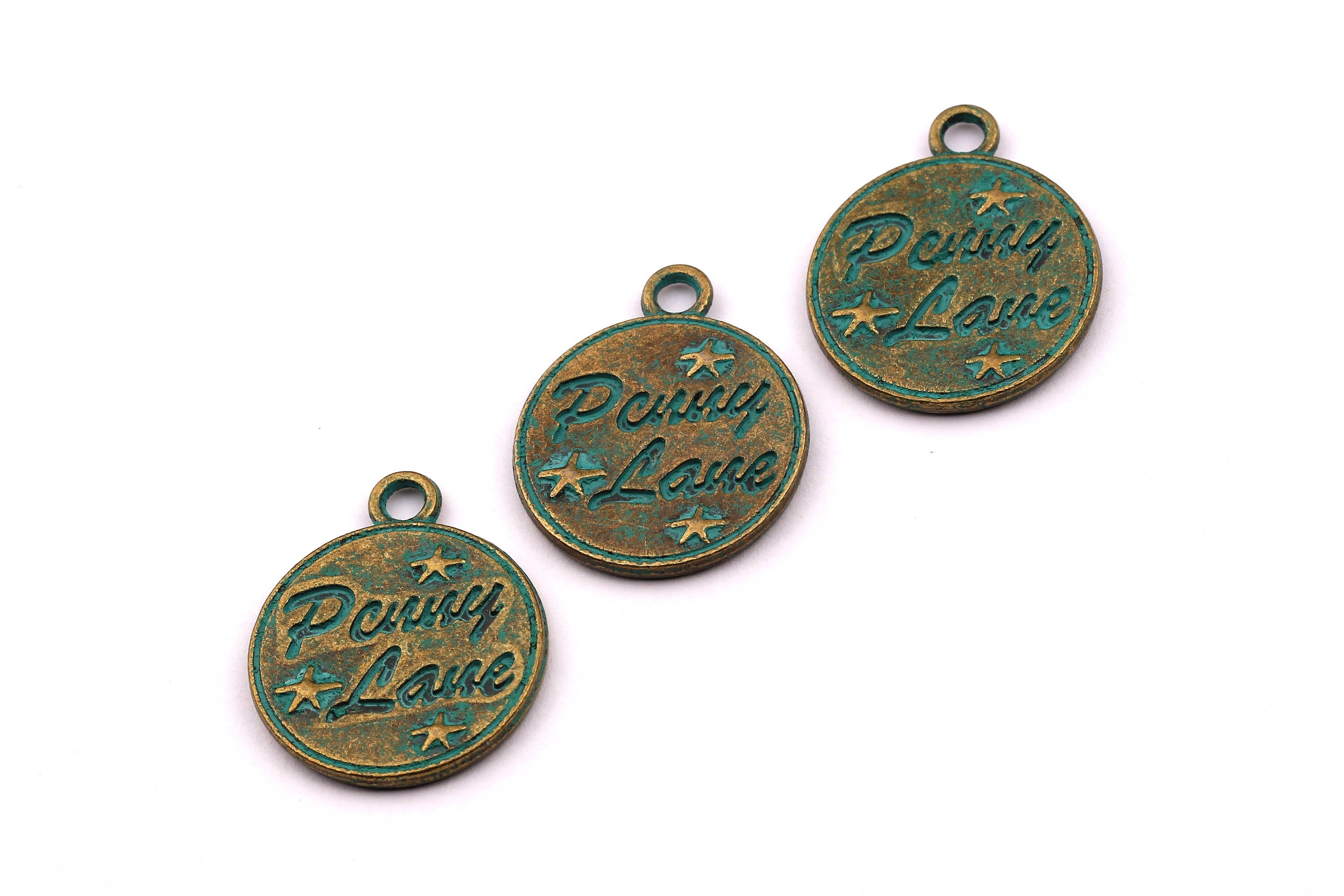 Faux Patina Pendant - Medal Shaped - Alloy Charms - Antique Bronze Tone Necklace - Zinc Alloy Bead - Jewelry Supplies - 21x21x1.8mm - ZZ1058 - DOMEDBAZAAR