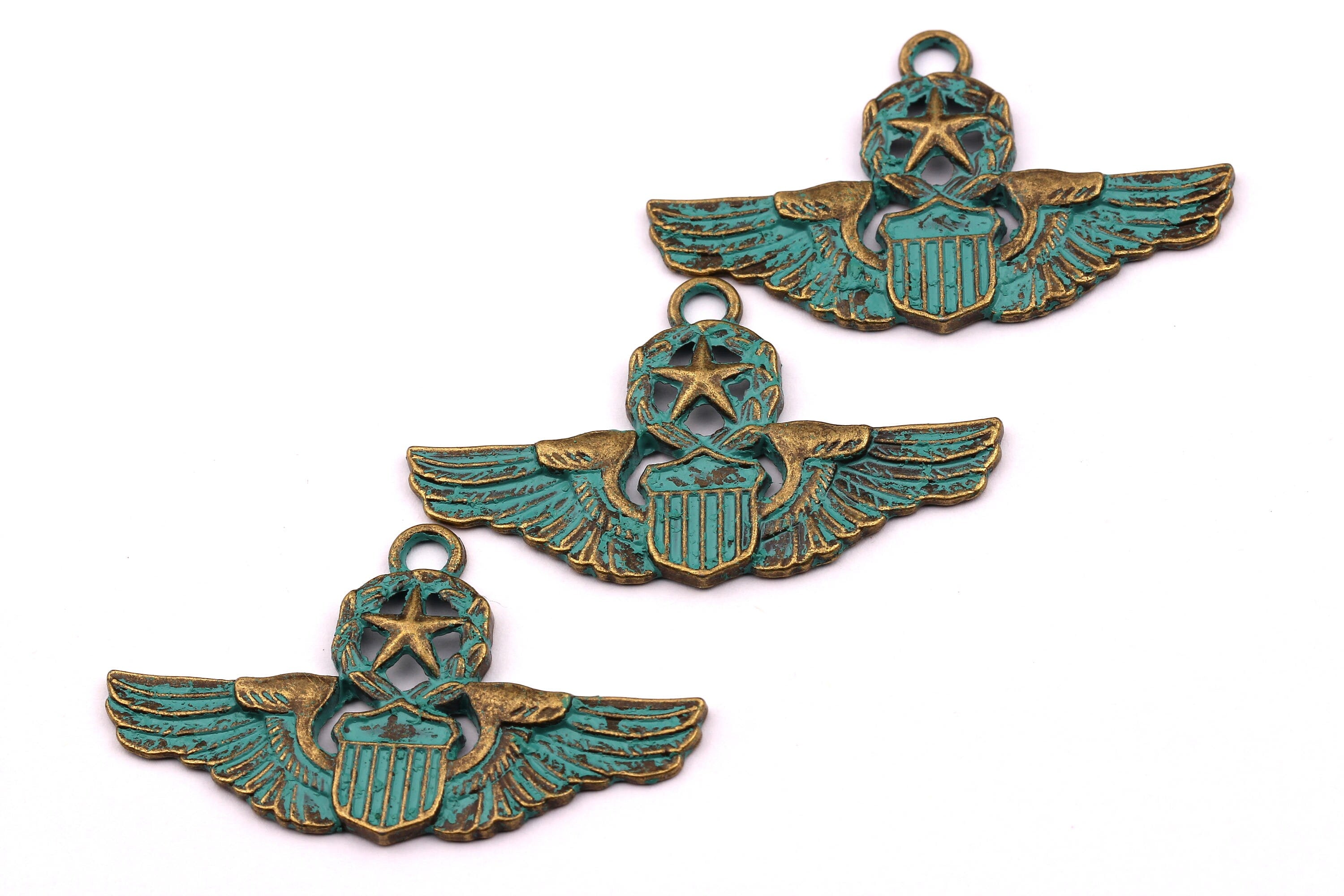 Faux Patina Pendant - Wings Shaped - Alloy Charms - Antique Bronze Tone Necklace - Zinc Alloy Beads - Jewelry Supplies - 28x46x1.8mm ZZ1061 - DOMEDBAZAAR