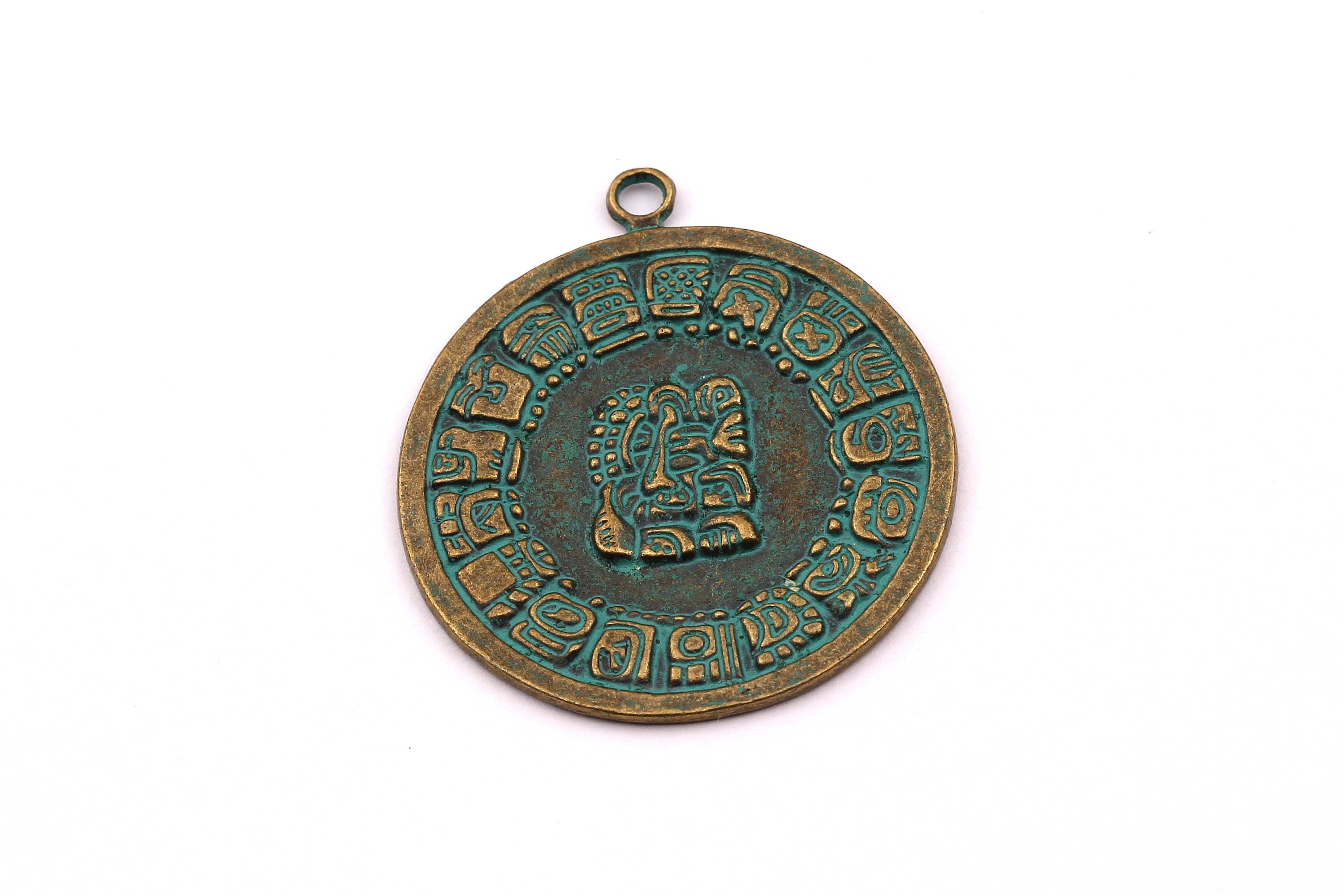 Faux Patina Pendant - Medal Shaped - Alloy Charms - Antique Bronze Tone Necklace - Zinc Alloy Beads - Jewelry Supplies - 30x30x1.5mm ZZ1065 - DOMEDBAZAAR