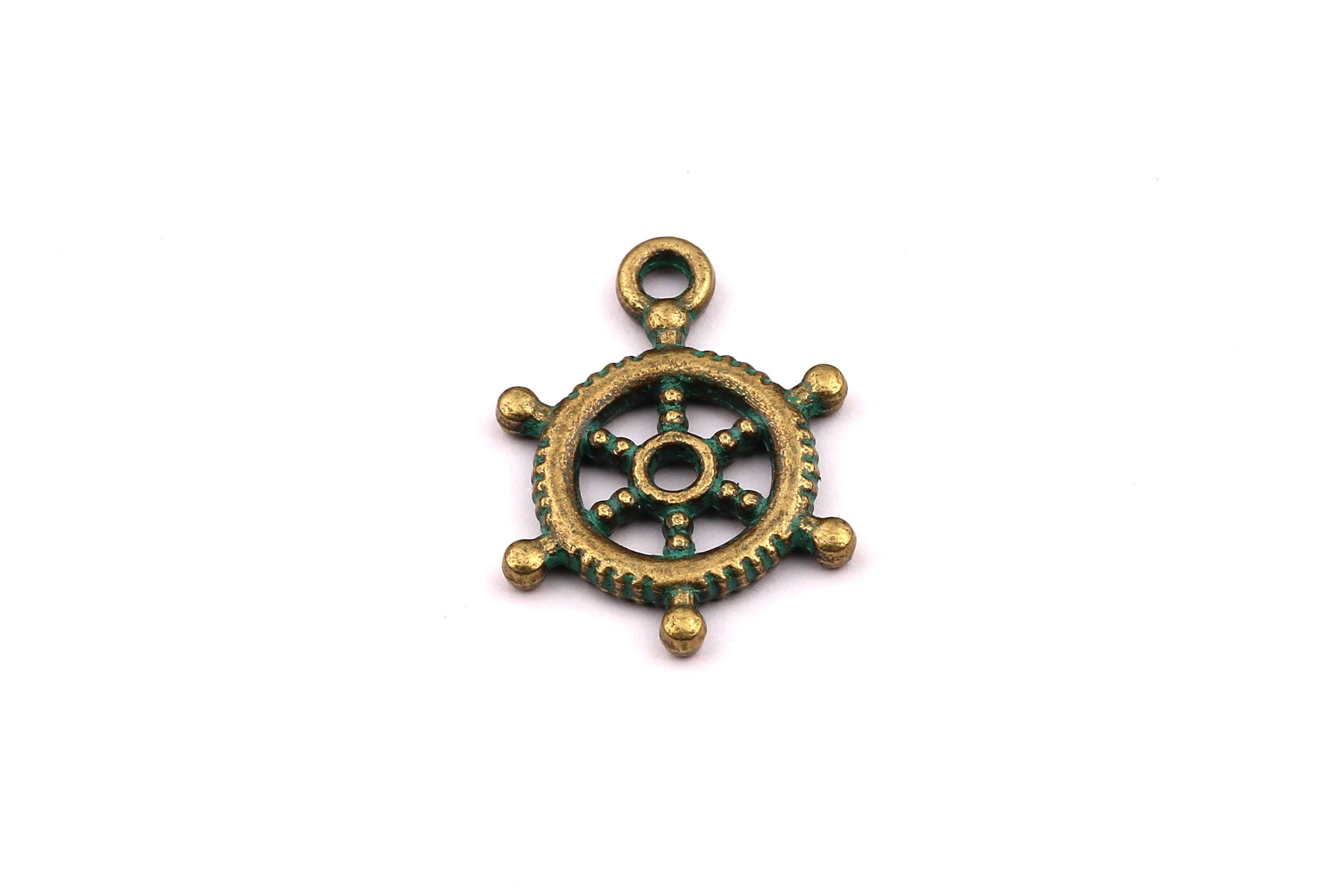 Faux Patina Pendant - Rudder Shaped - Alloy Charms - Antique Bronze Tone Necklace - Zinc Alloy Beads - Jewelry Supplies - 19x15x2mm ZZ1079 - DOMEDBAZAAR