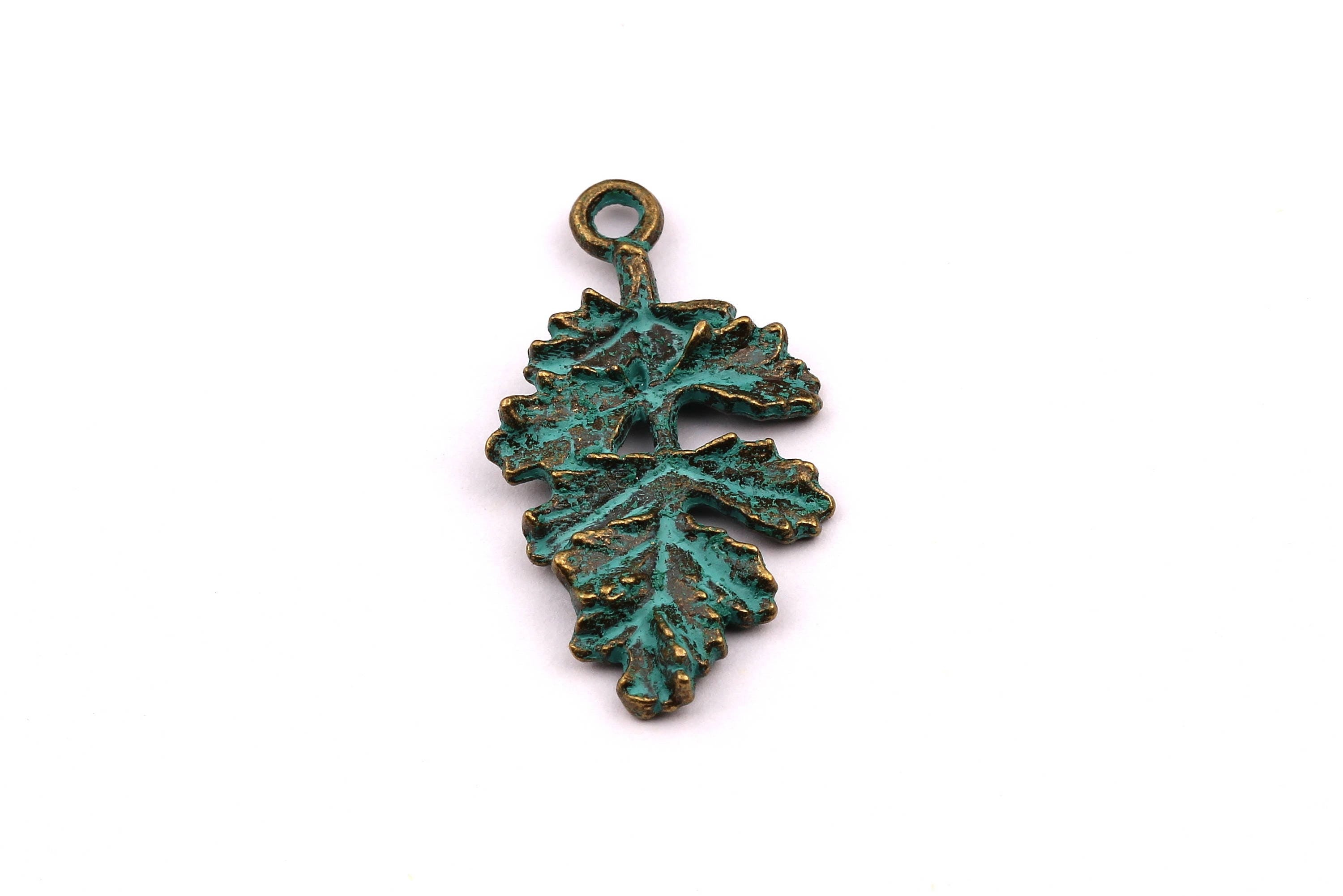 Faux Patina Pendant - Bough Shaped - Alloy Charms - Antique Bronze Tone Necklace - Zinc Alloy Beads - Jewelry Supplies - 30x18x2.5mm ZZ1102 - DOMEDBAZAAR