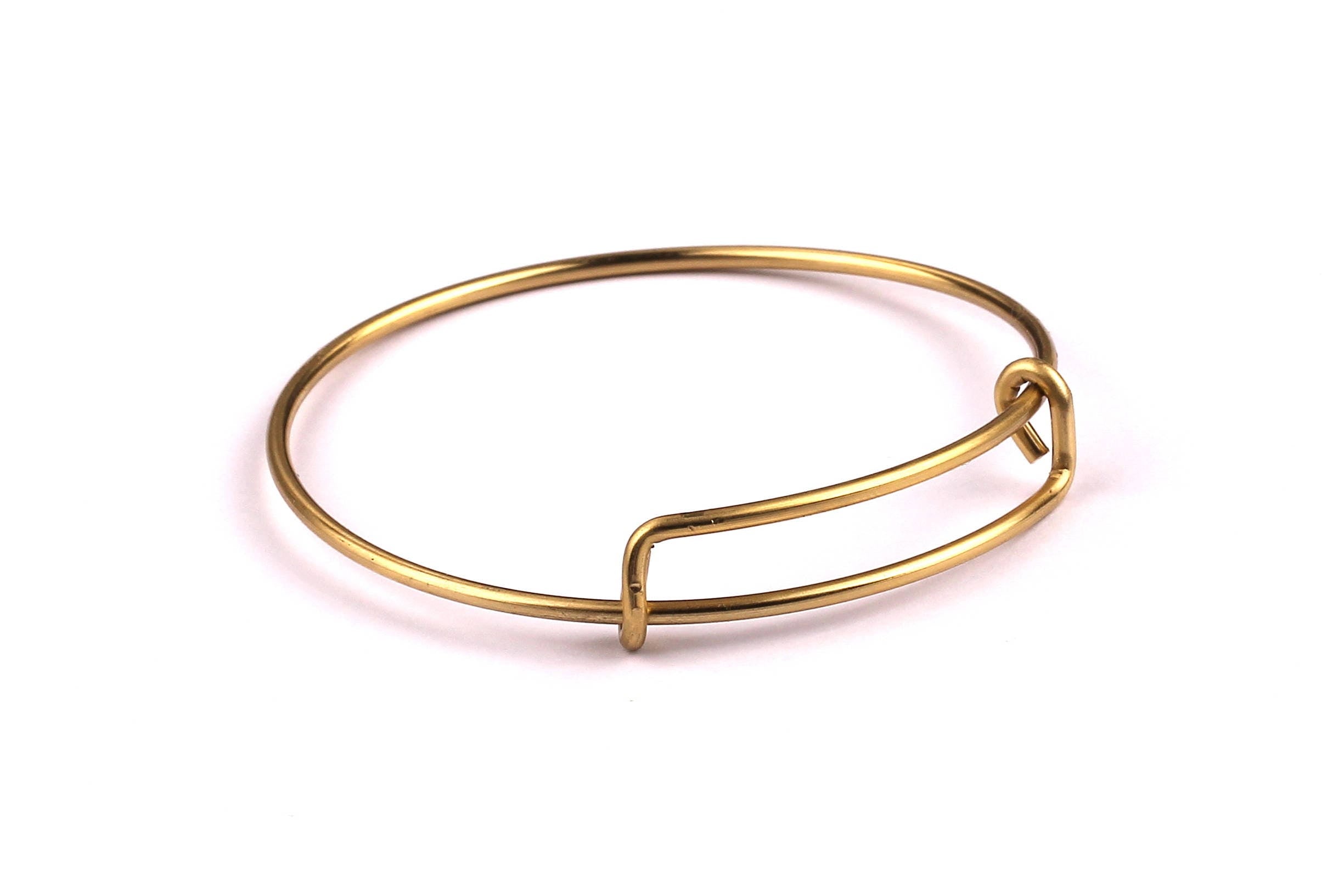 Adjustable Bangle Bracelet - Raw Brass Bracelet - One Loop - Expandable Wire Bangle For Charms - Jewelry Supplies - 64x1.65mm - PP1001 - DOMEDBAZAAR