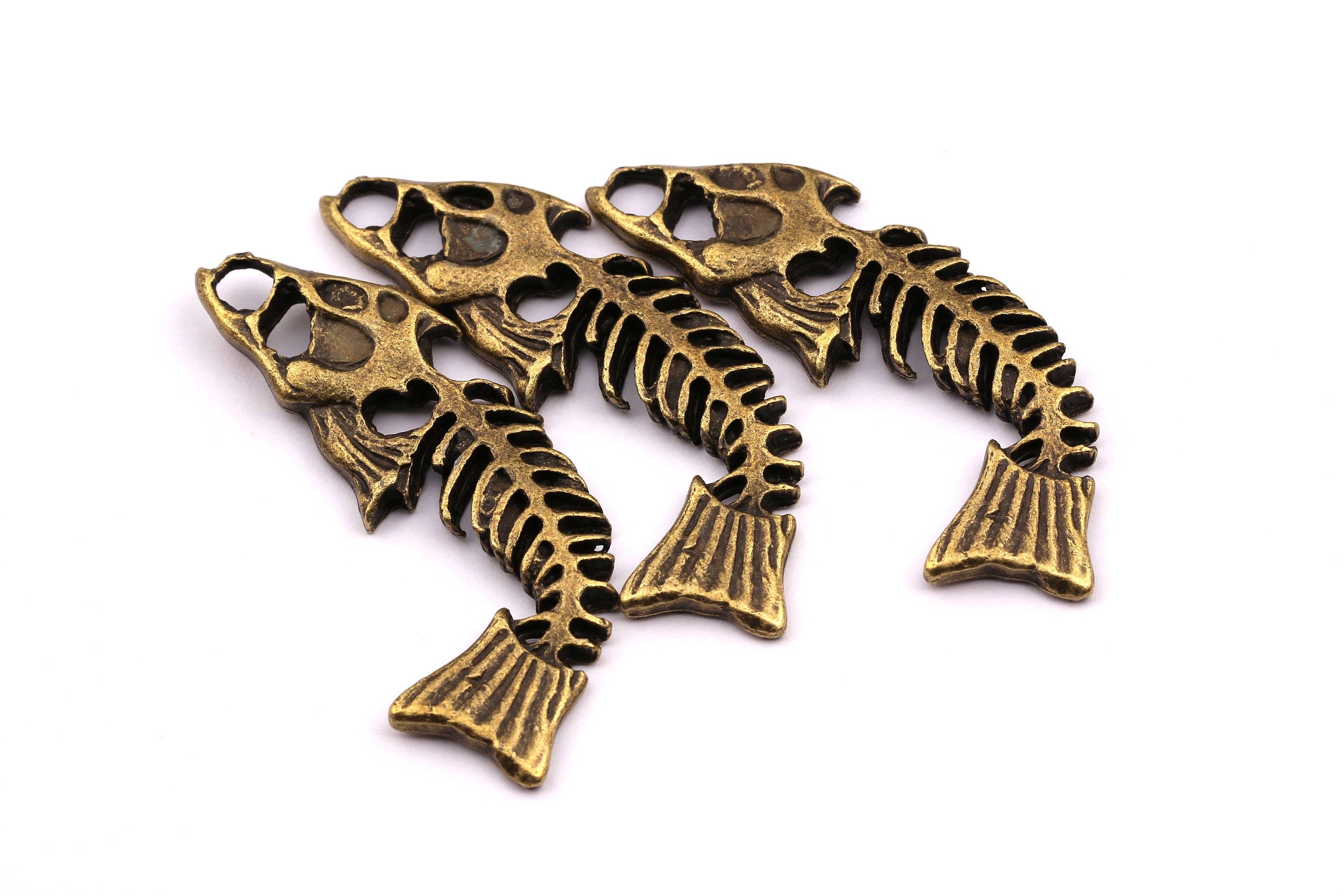 Zinc Alloy Pendant - Fishbone Shaped - Alloy Charms - Antique Bronze Tone Necklace - Zinc Alloy Beads - Jewelry Supplies - 50x3.5mm ZZ1134 - DOMEDBAZAAR