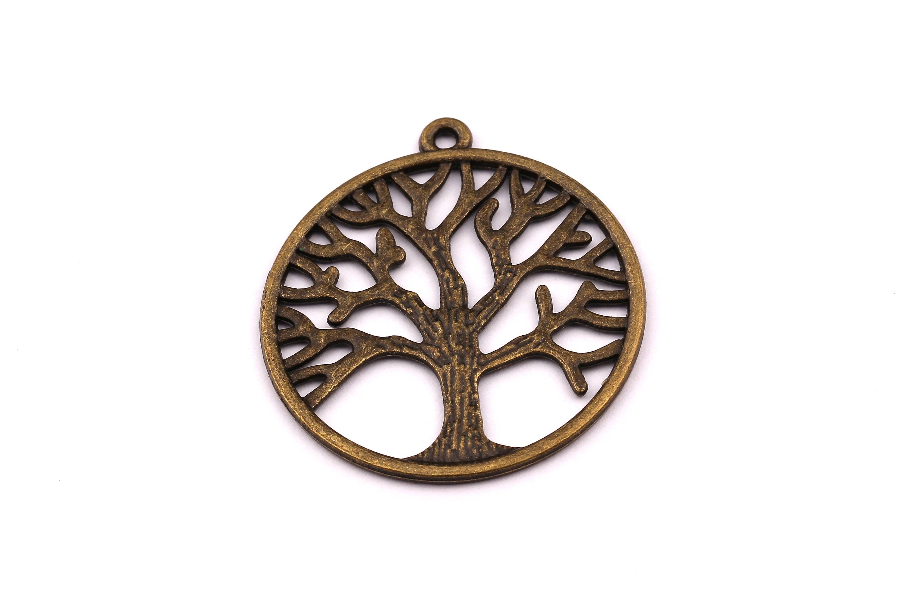 Zinc Alloy Pendant - Tree of Life Shaped - Alloy Charms - Antique Bronze Tone Necklace - Zinc Alloy Beads - 33x33x1.5mm - ZZ1140 - DOMEDBAZAAR