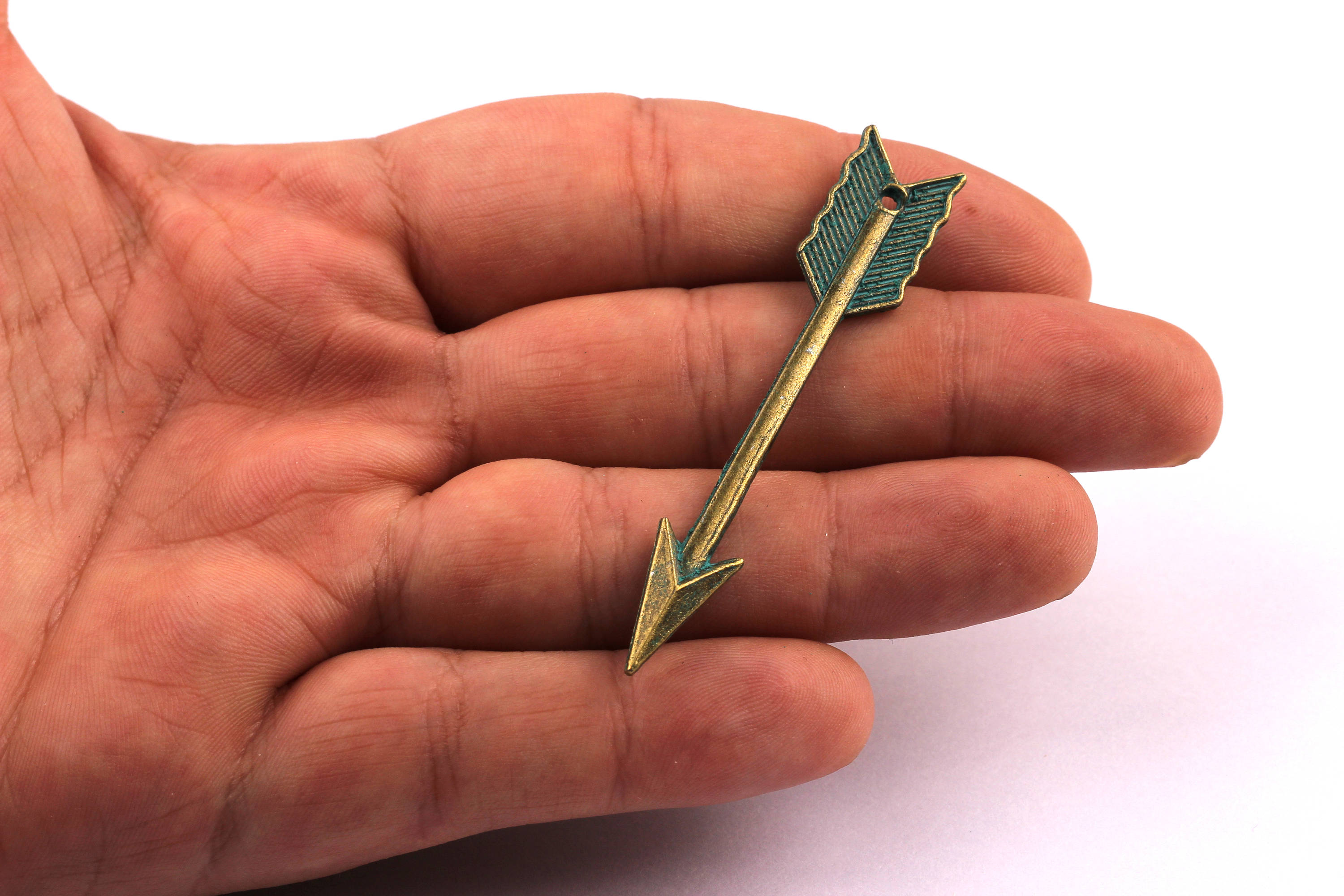 Faux Patina Pendant - Arrow Shaped - Alloy Charms - Antique Bronze Tone Necklace - Zinc Alloy Beads - Jewelry Supplies - 60x2.5mm ZZ1049 - DOMEDBAZAAR
