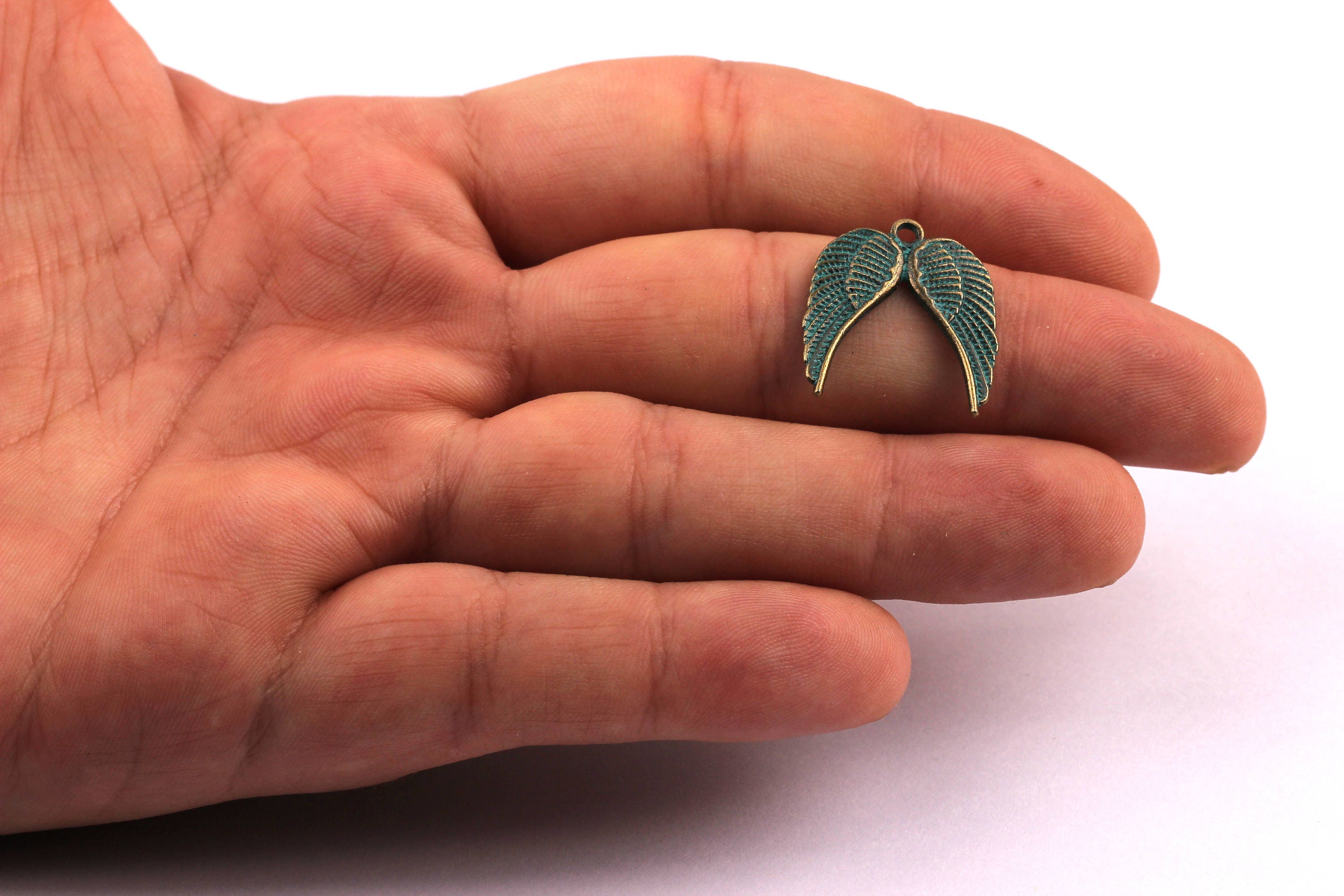 Faux Patina Pendant - Wings Shaped - Alloy Charms - Antique Bronze Tone Necklace - Zinc Alloy Beads - Jewelry Supplies -20x18x1.2mm ZZ1080 - DOMEDBAZAAR