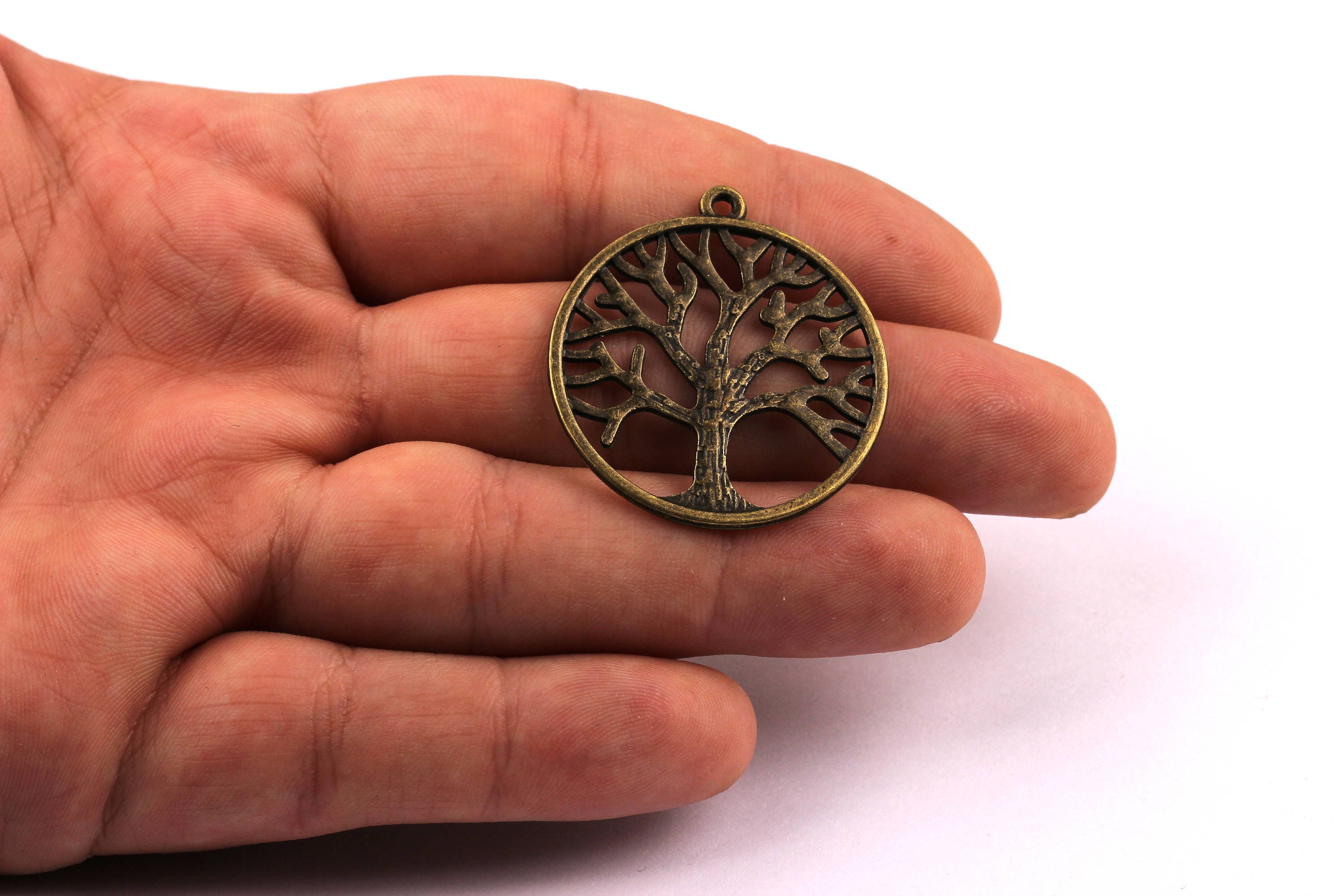 Zinc Alloy Pendant - Tree of Life Shaped - Alloy Charms - Antique Bronze Tone Necklace - Zinc Alloy Beads - 33x33x1.5mm - ZZ1140 - DOMEDBAZAAR