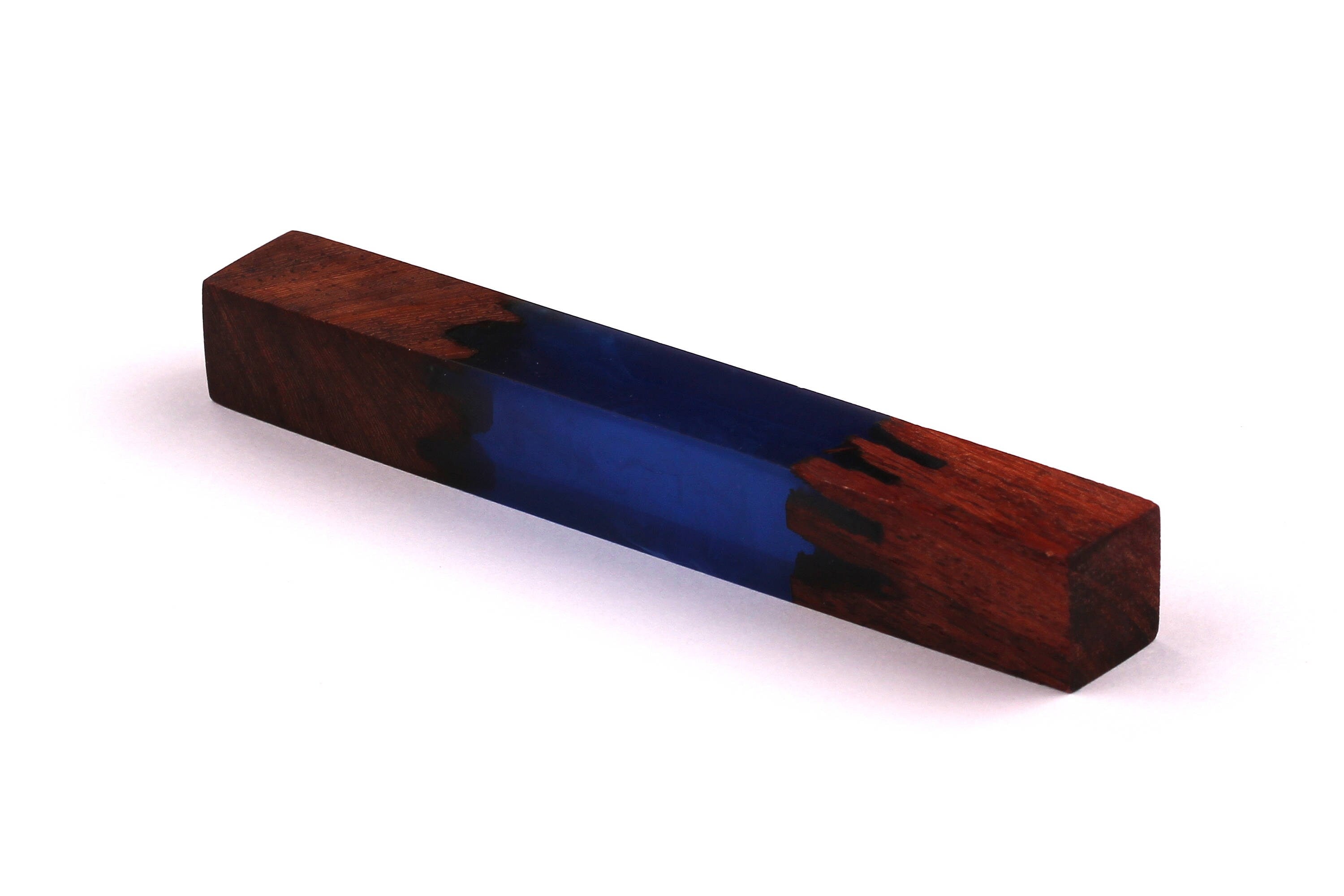 Wood Resin Pendant - Natural Podouk Wooden Charms - Blue Epoxy Resin Necklace - Jewelry Supplies - Wooden Beads - 101x14x14mm - BB1033DB - DOMEDBAZAAR