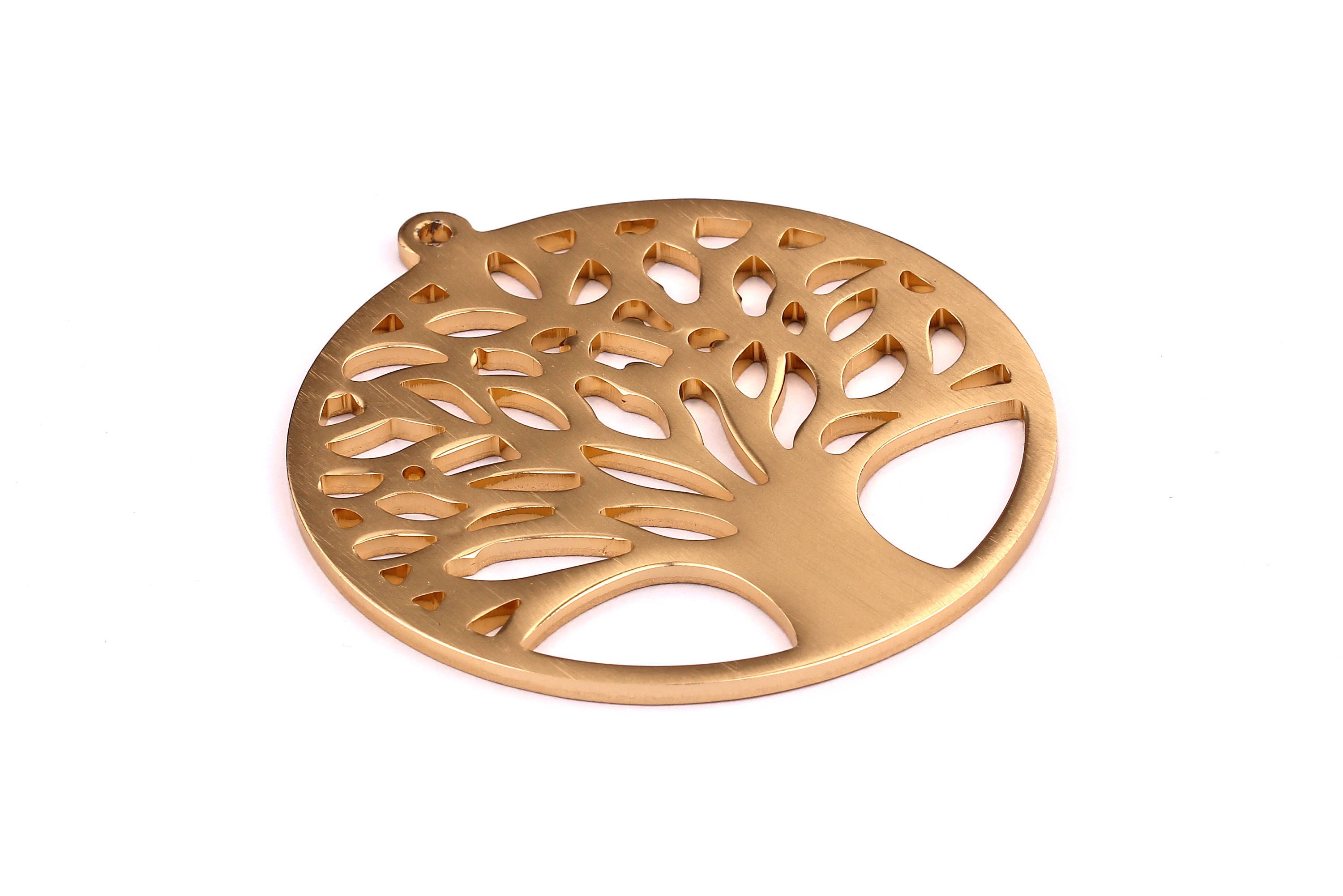 Aluminum Charms - Tree of Life Shaped Pendant - Anodized Aluminium Charms - Wall Decor - Gold Tone - 70x70x2.5mm - AA1003 - DOMEDBAZAAR