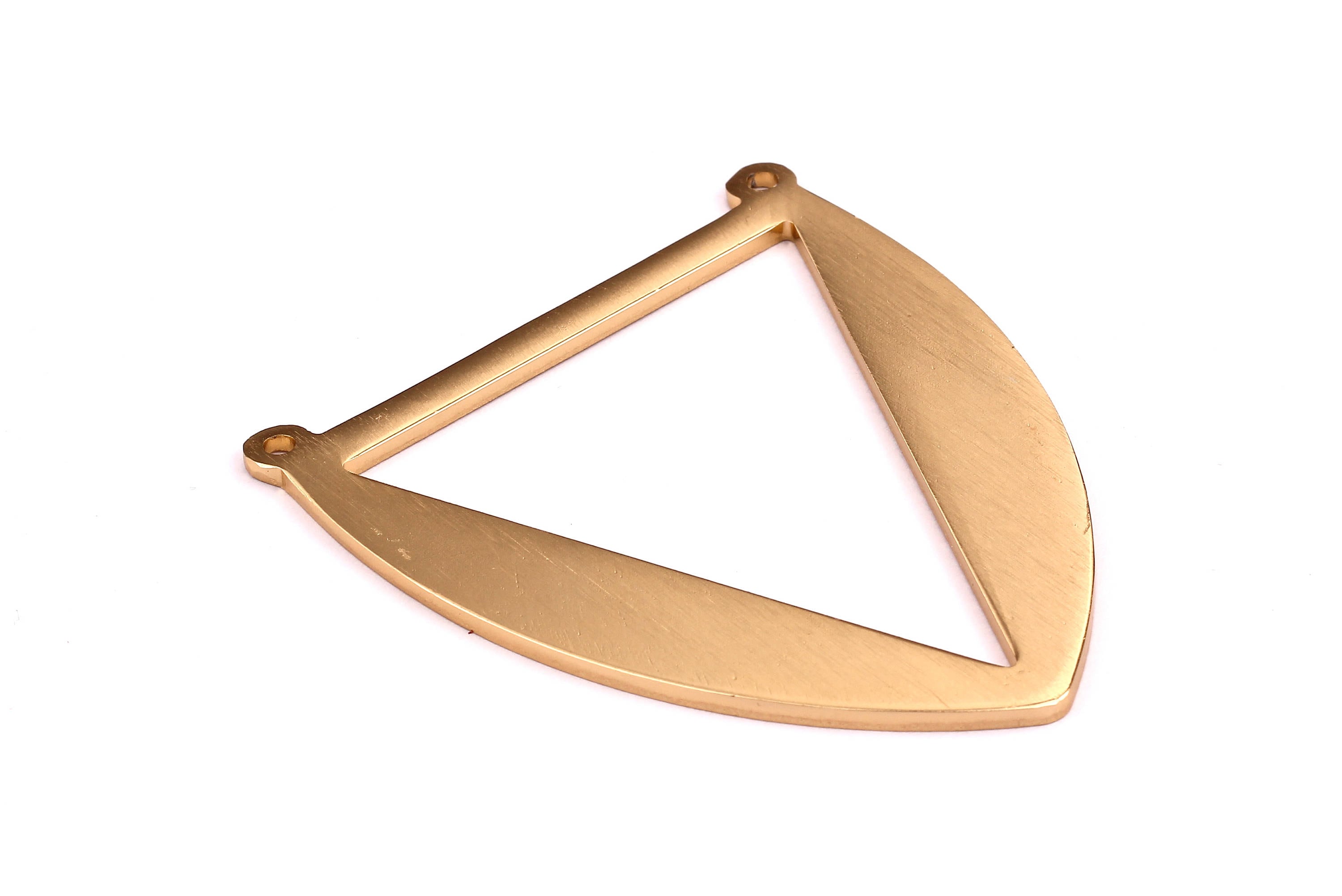 Aluminum Stamping Blank - Triangle Frame Shaped Pendant - Anodized Aluminium Charms - Wall Decor - Gold Tone - 75x65x2.5mm - AA1006 - DOMEDBAZAAR