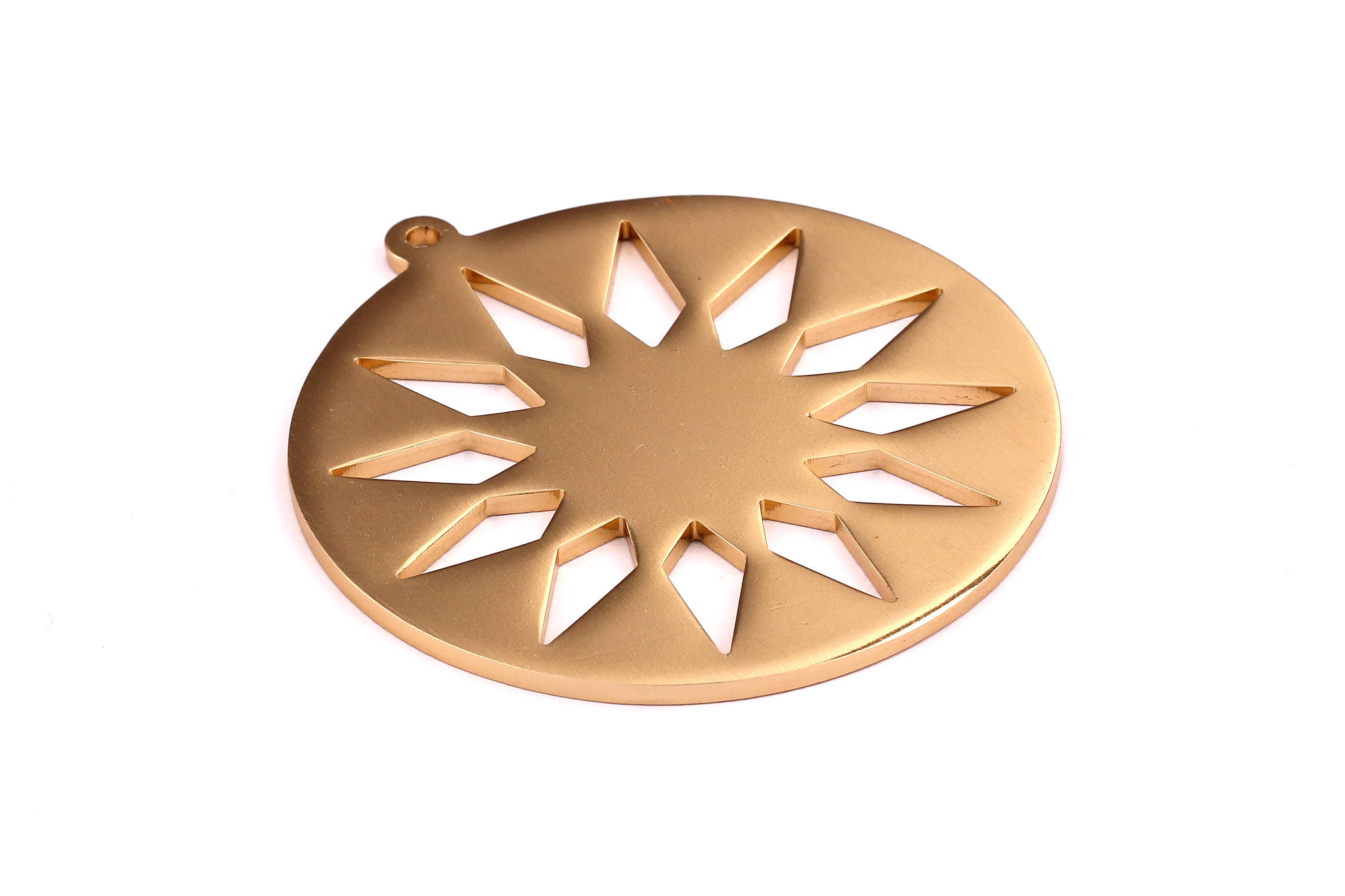 Aluminum Stamping Blank - Circle Sunlight Shaped Pendant - Anodized Aluminium Charms - Wall Decor - Gold Tone - 69x69x2.5mm - AA1007 - DOMEDBAZAAR