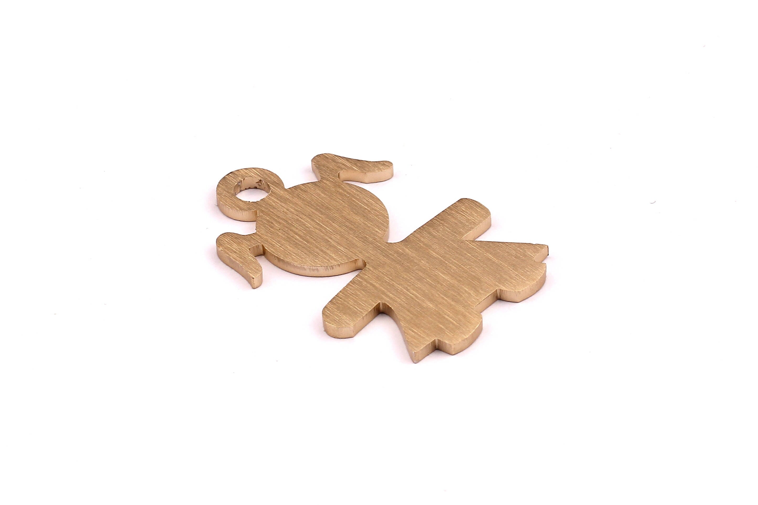 Aluminum Stamping Blank - Cute Girl Shaped Pendant - Anodized Aluminium Charms - Wall Decor - Gold Tone - 44x29x2mm - AA1010 - DOMEDBAZAAR