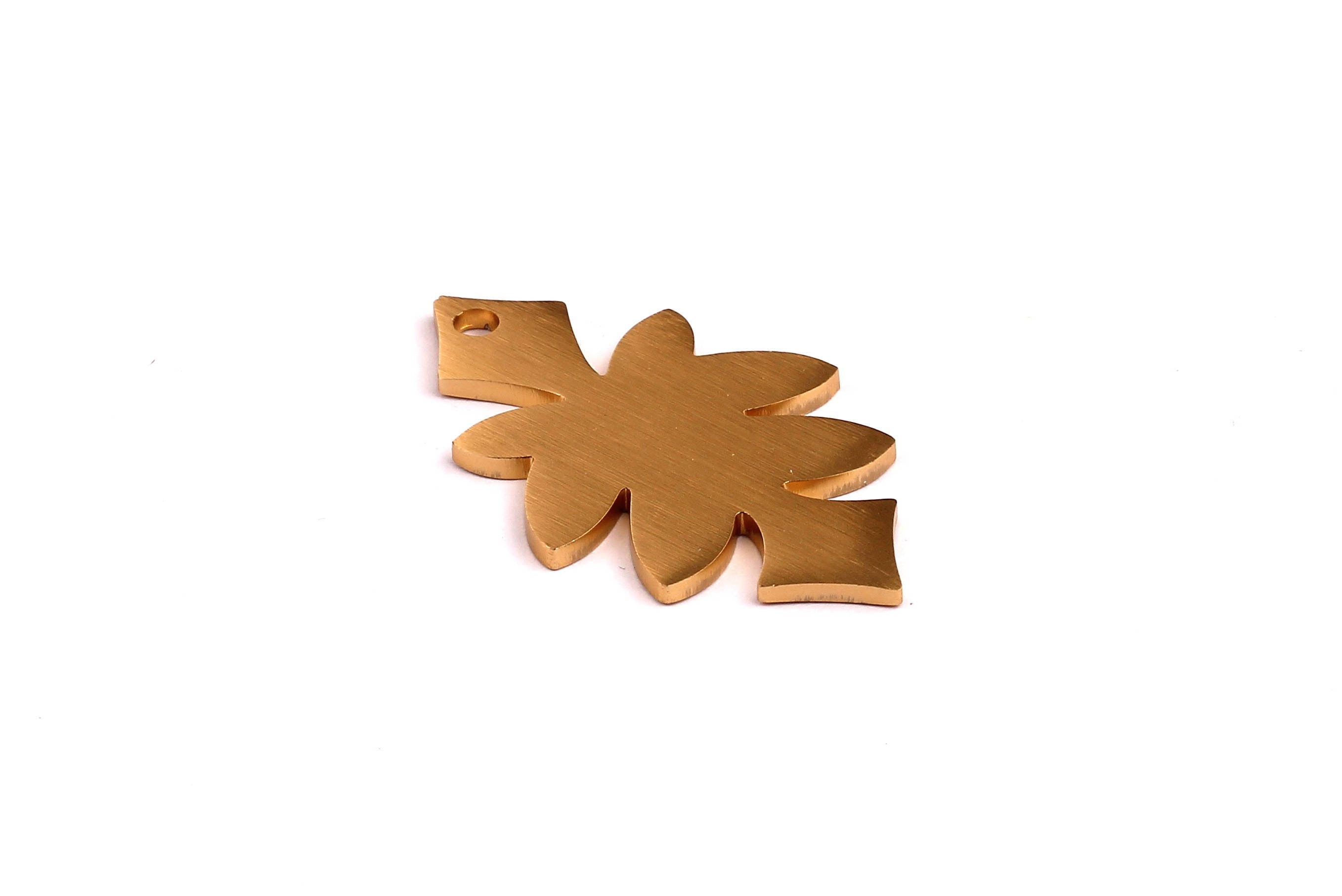 Aluminum Stamping Blank - Leaf Shaped Pendant - Anodized Aluminium Charms - Wall Decor - Gold Tone - 45x27x2mm - AA1011 - DOMEDBAZAAR