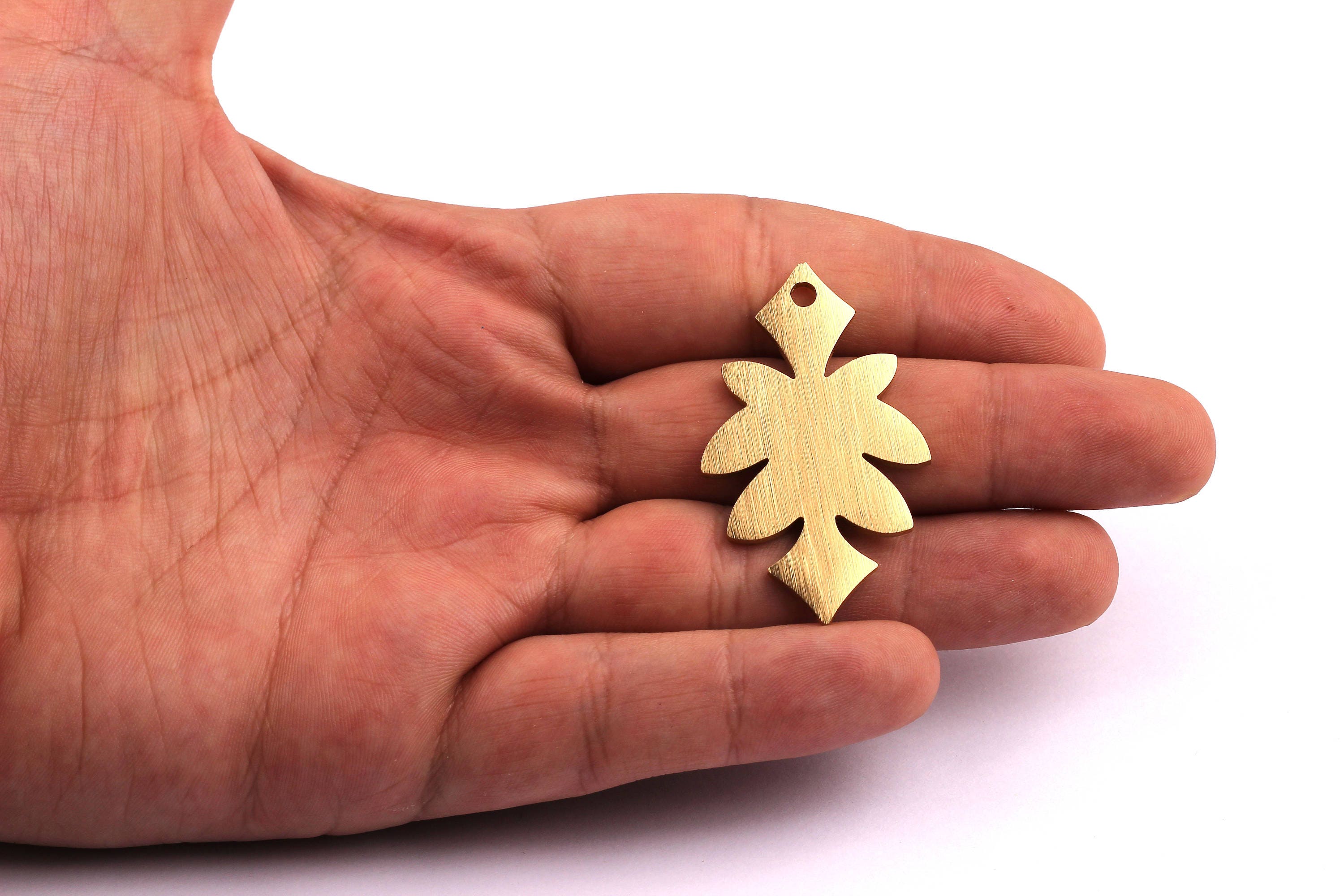Aluminum Stamping Blank - Leaf Shaped Pendant - Anodized Aluminium Charms - Wall Decor - Gold Tone - 45x27x2mm - AA1011 - DOMEDBAZAAR
