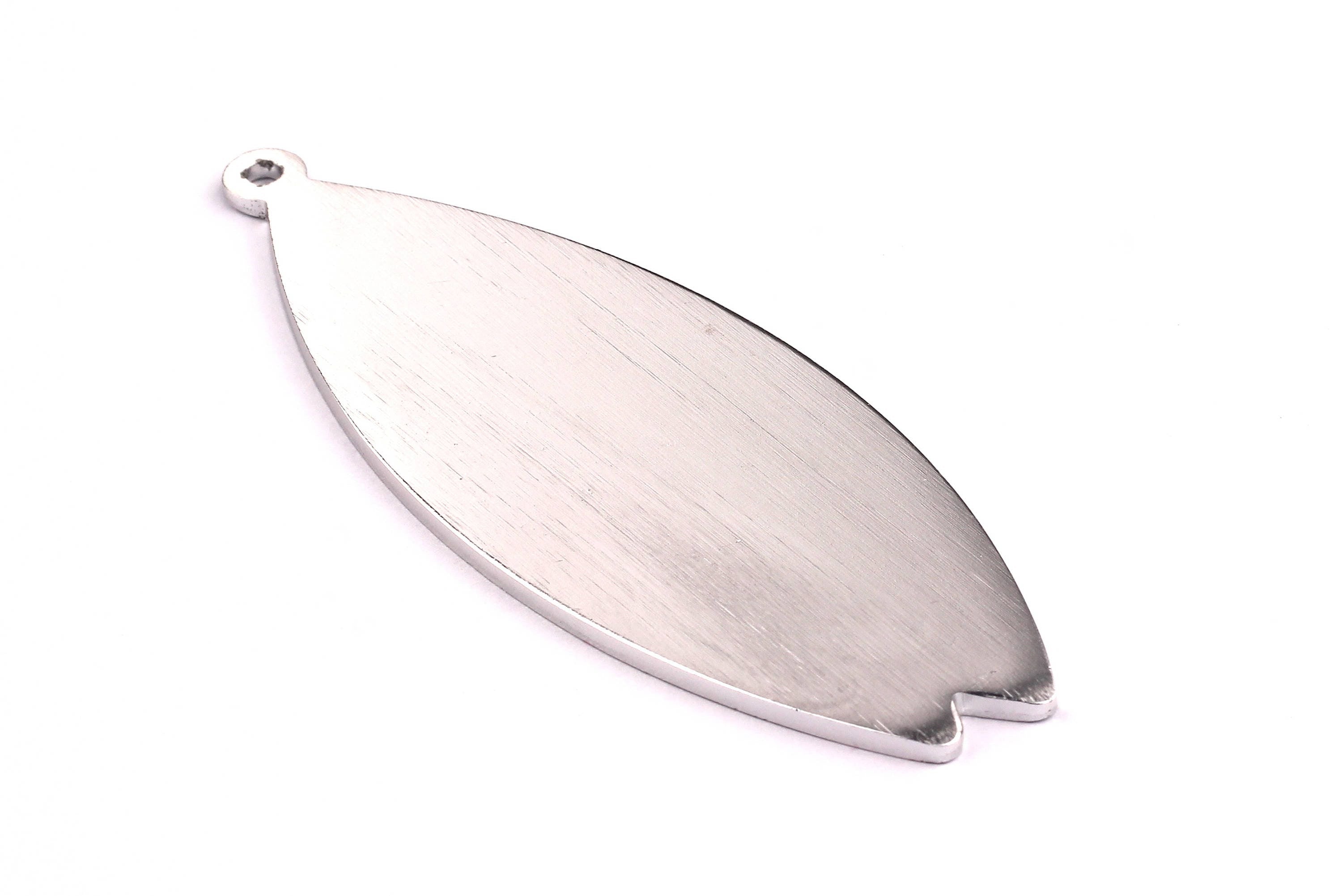 Aluminum Stamping Blank - Leaf Shaped Pendant - Anodized Aluminium Charms - Wall Decor - Silver Tone - 97x35x2.5mm - AA1070 - DOMEDBAZAAR