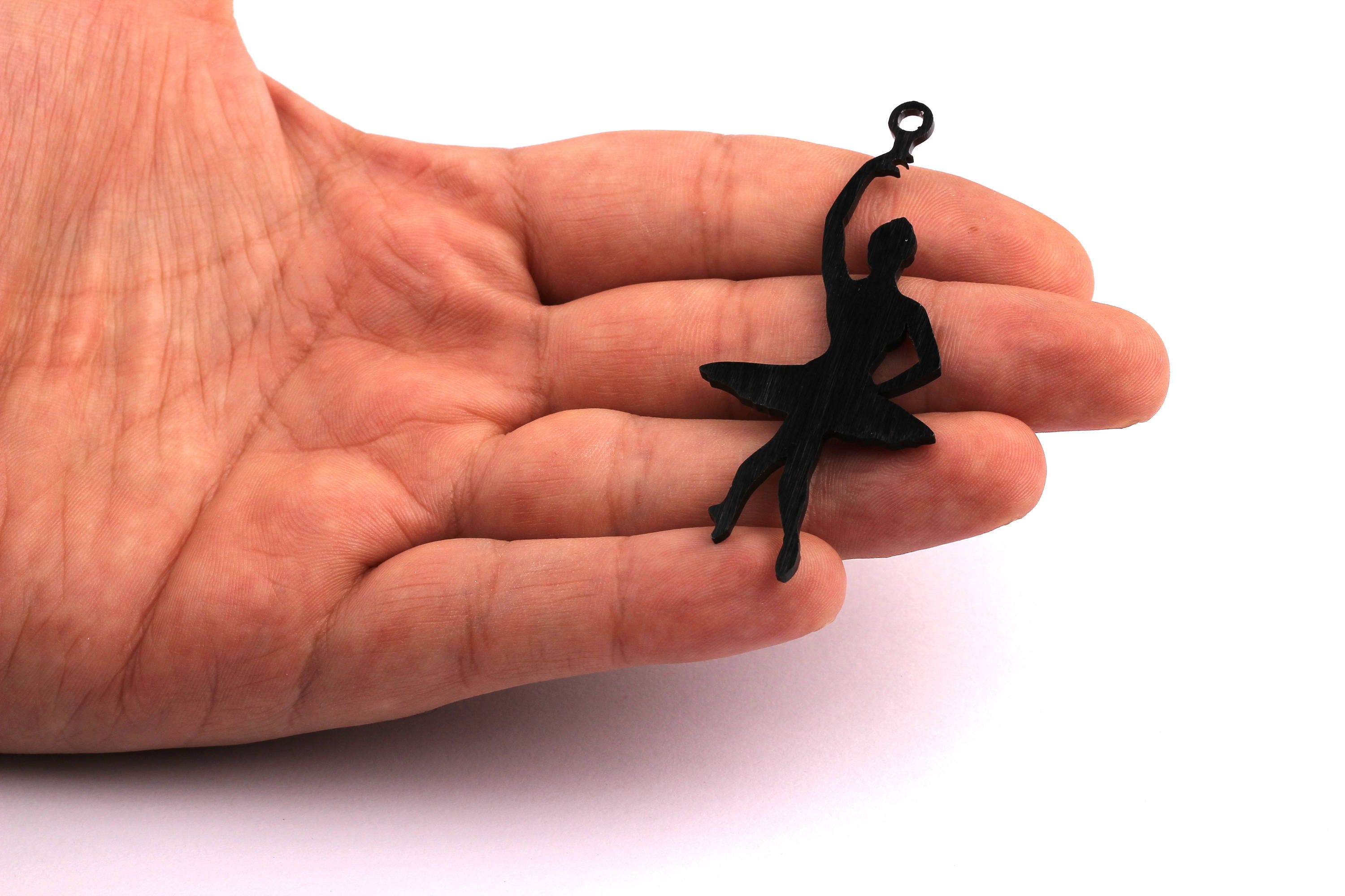 Aluminum Charms - Dancer Girl Shaped Pendant - Anodized Aluminium Charms - Wall Decor - Black Tone - 66x29x2mm - AA1098 - DOMEDBAZAAR