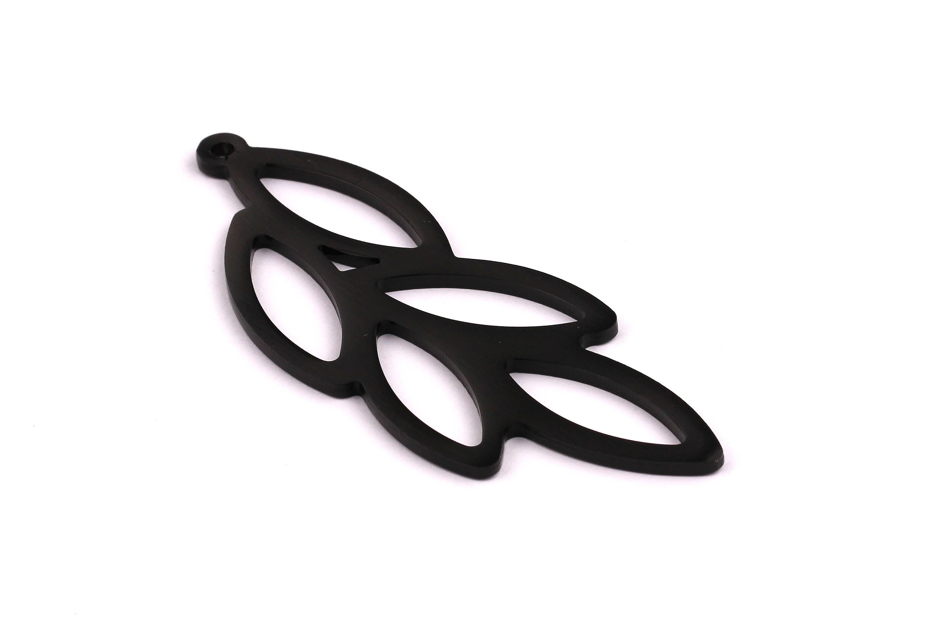 Aluminum Charms - Feather Shaped Pendant - Anodized Aluminium Charms - Wall Decor - Black Tone - 94x34x2.3mm - AA1102 - DOMEDBAZAAR
