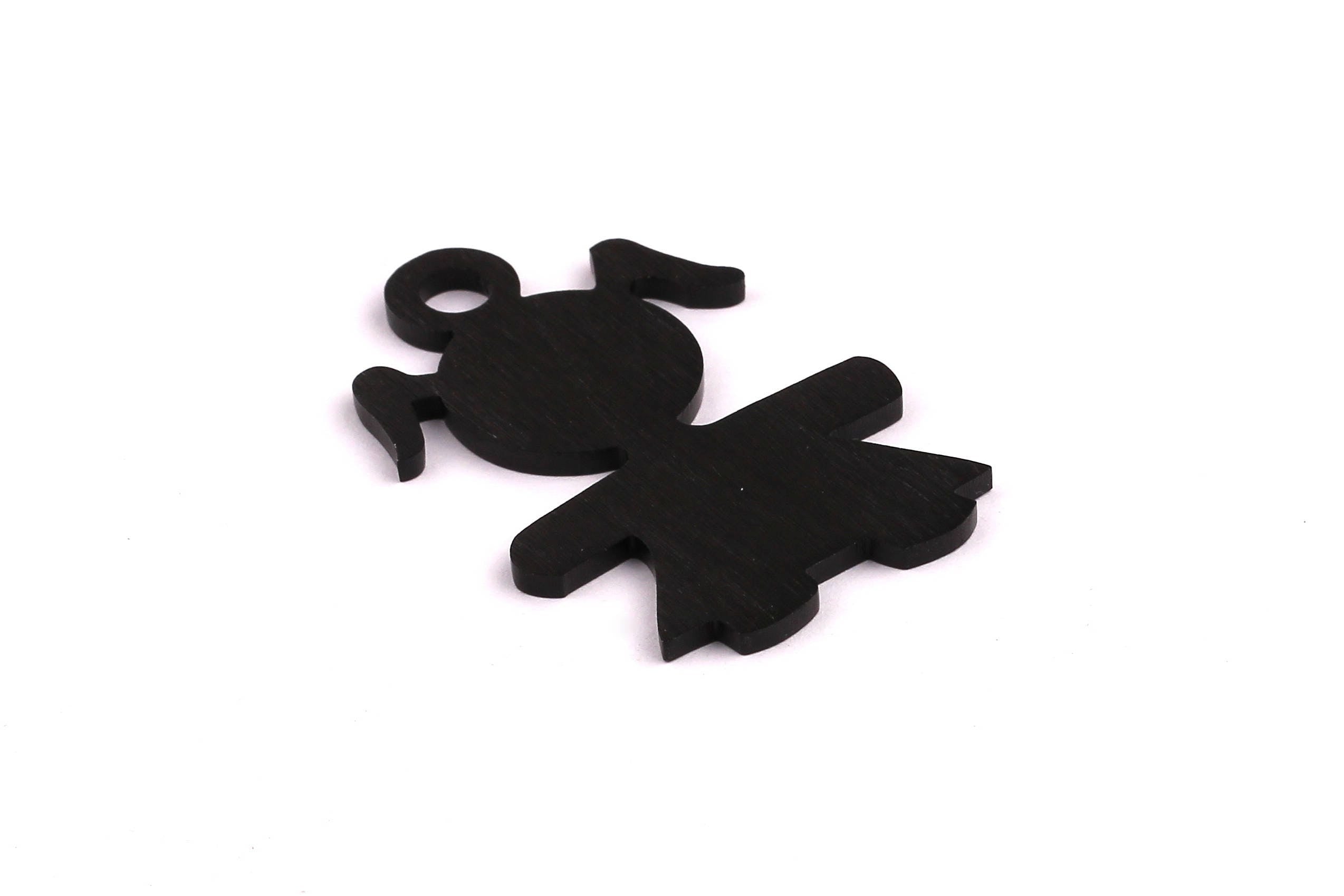 Aluminum Charms - Cute Girl Shaped Pendant - Anodized Aluminium Charms - Wall Decor - Black Tone - 44x29x2mm - AA1118 - DOMEDBAZAAR