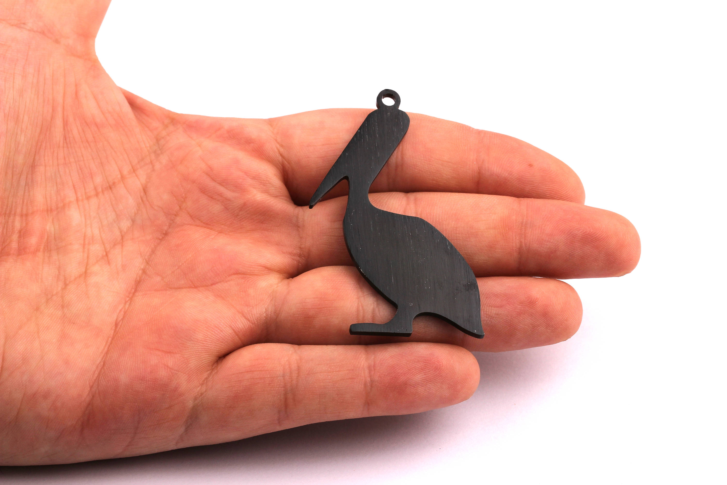 Aluminum Charms - Pelican Shaped Pendant - Anodized Aluminium Charms - Wall Decor - Black Tone - 59x36x2mm - AA1119 - DOMEDBAZAAR