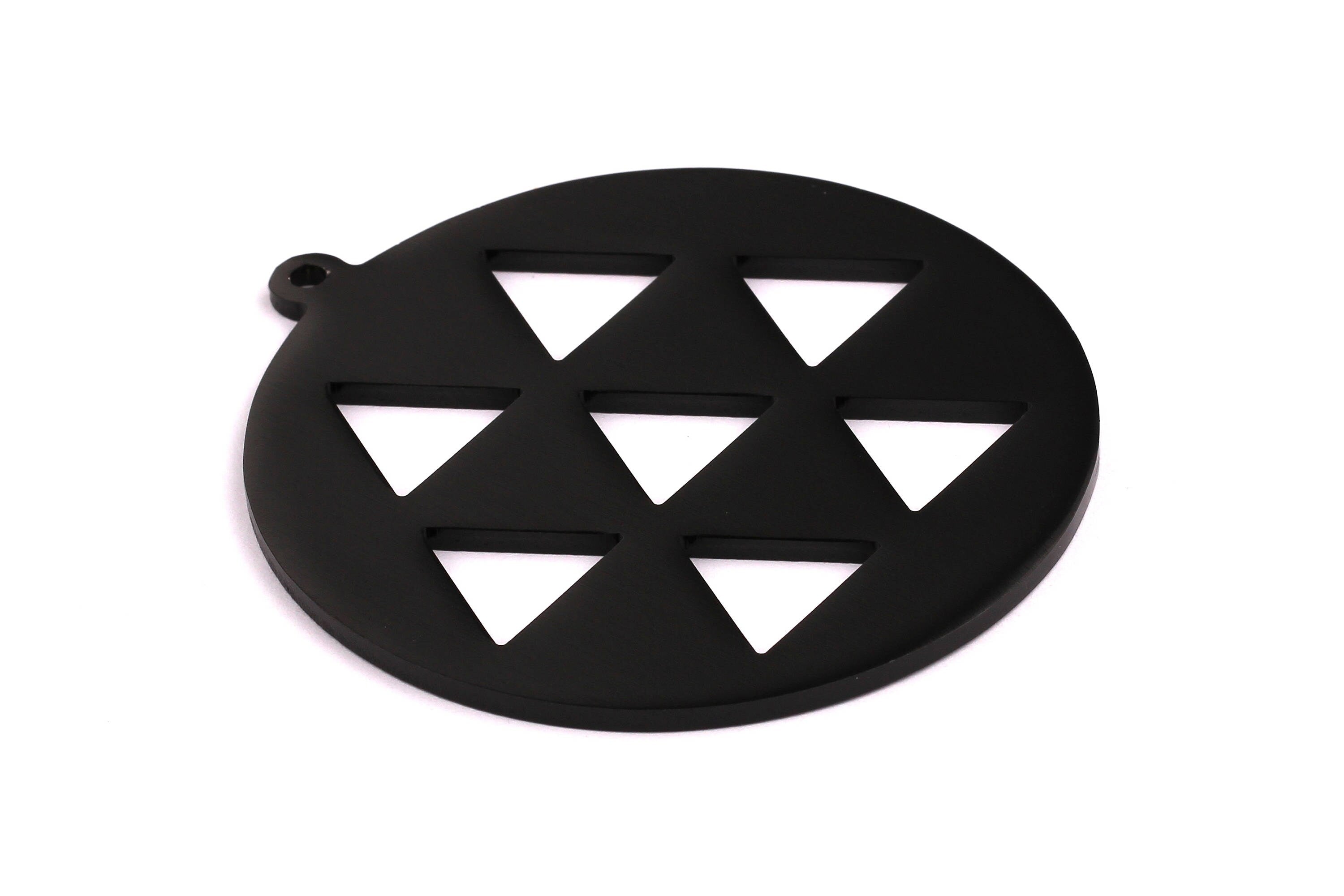 Aluminum Charms - Circle Shaped Pendant - Anodized Aluminium Charms - Wall Decor - Black Tone - 69x69x2.5mm - AA1126 - DOMEDBAZAAR