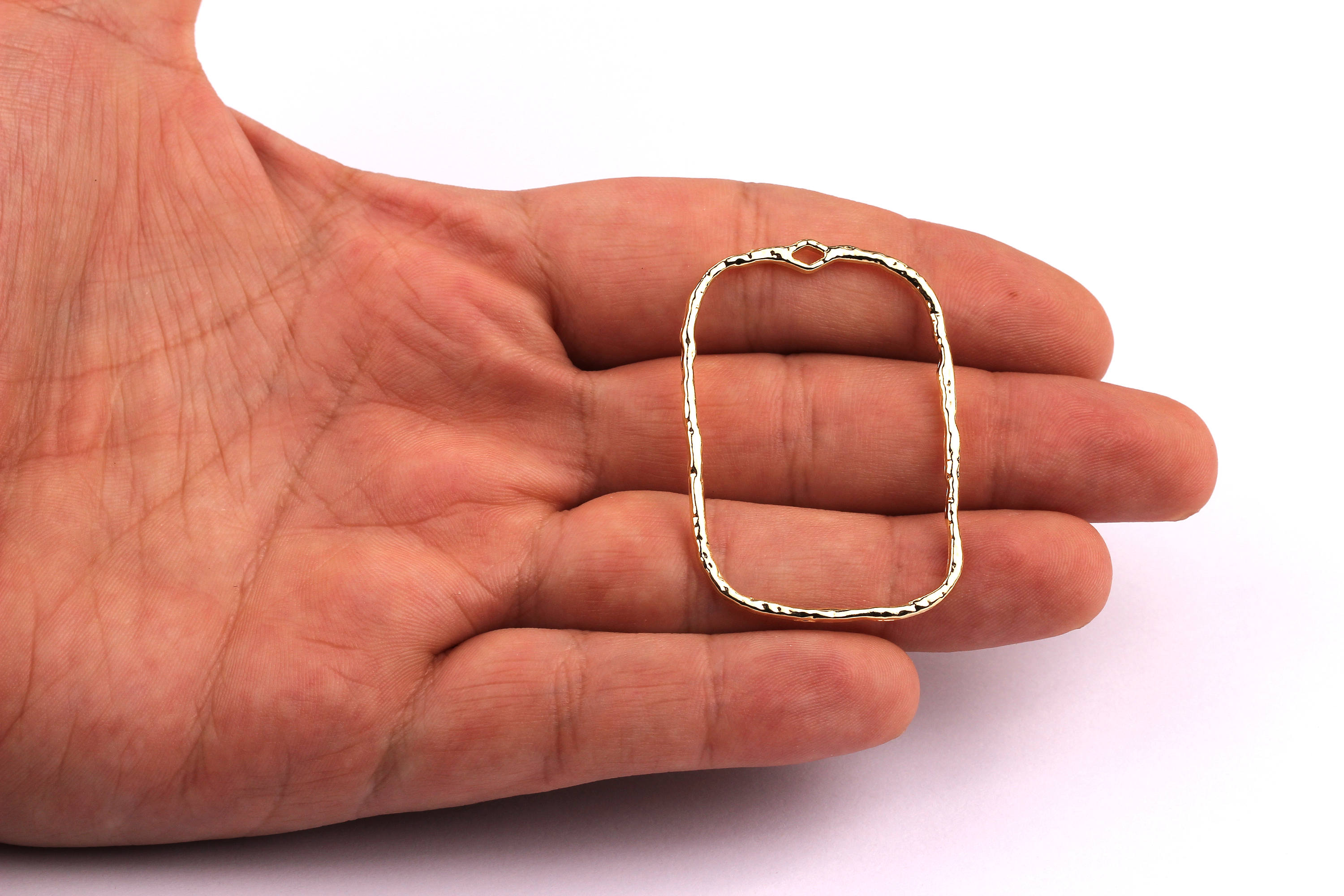 Frame Shaped Charms- Zinc Alloy Earring Findings - Gold Tone - Alloy Pendant for Necklace - Jewelry Supplies - 46x32x1.6mm - ZZ1157 - DOMEDBAZAAR