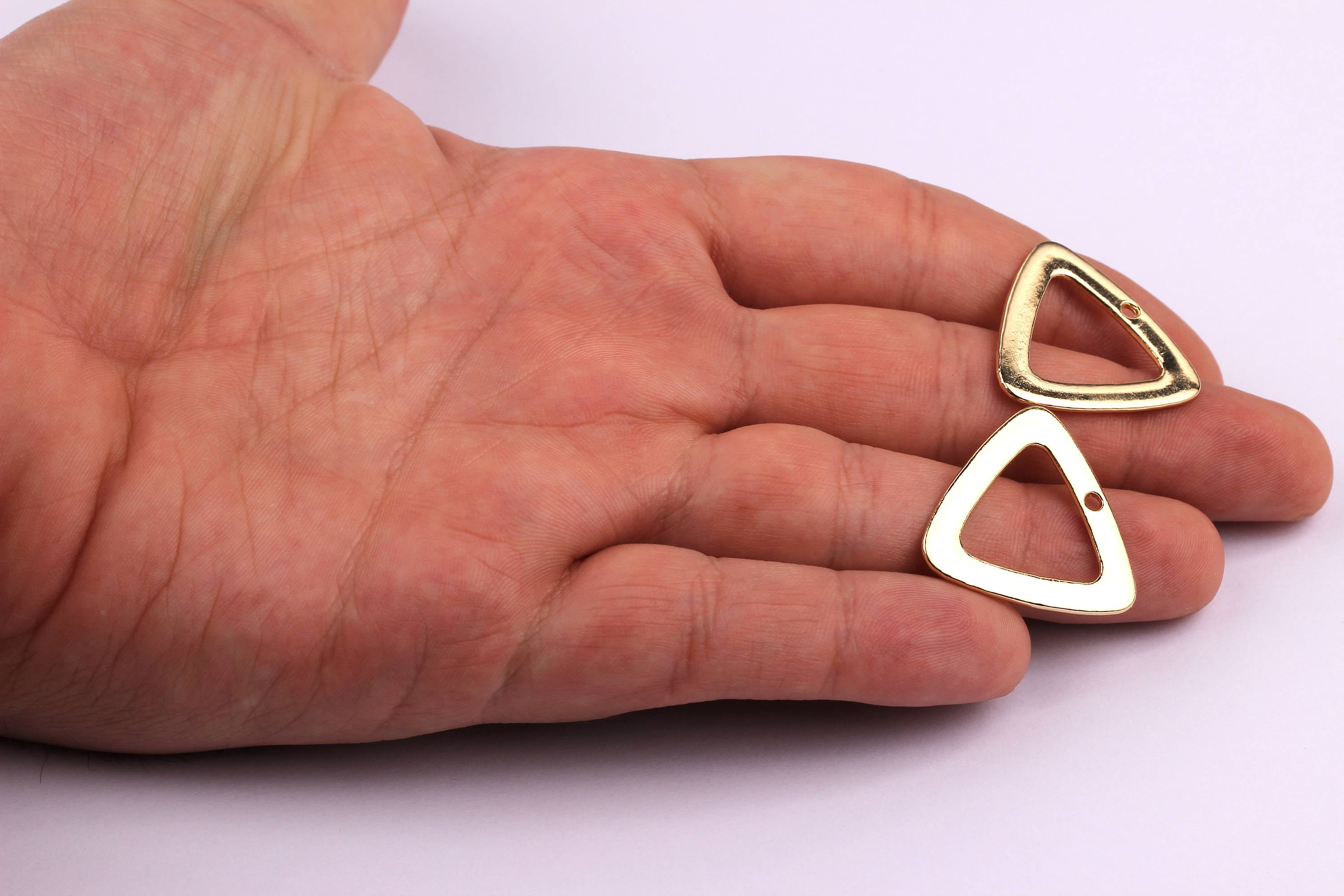 Triangle Shaped Charms- Zinc Alloy Earring Findings - Gold Tone - Alloy Pendant for Necklace - Jewelry Supplies - 25x26x1.4mm - ZZ1163 - DOMEDBAZAAR