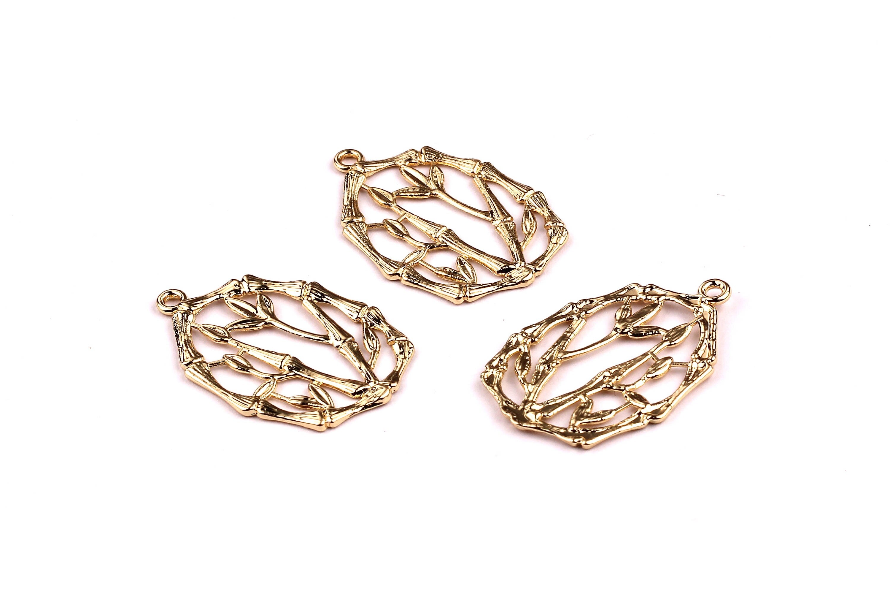 Bough Frame Shaped Charms- Zinc Alloy Earring Findings - Gold Tone - Alloy Pendant for Necklace - Jewelry Supplies - 35x21x1.8mm - ZZ1177 - DOMEDBAZAAR