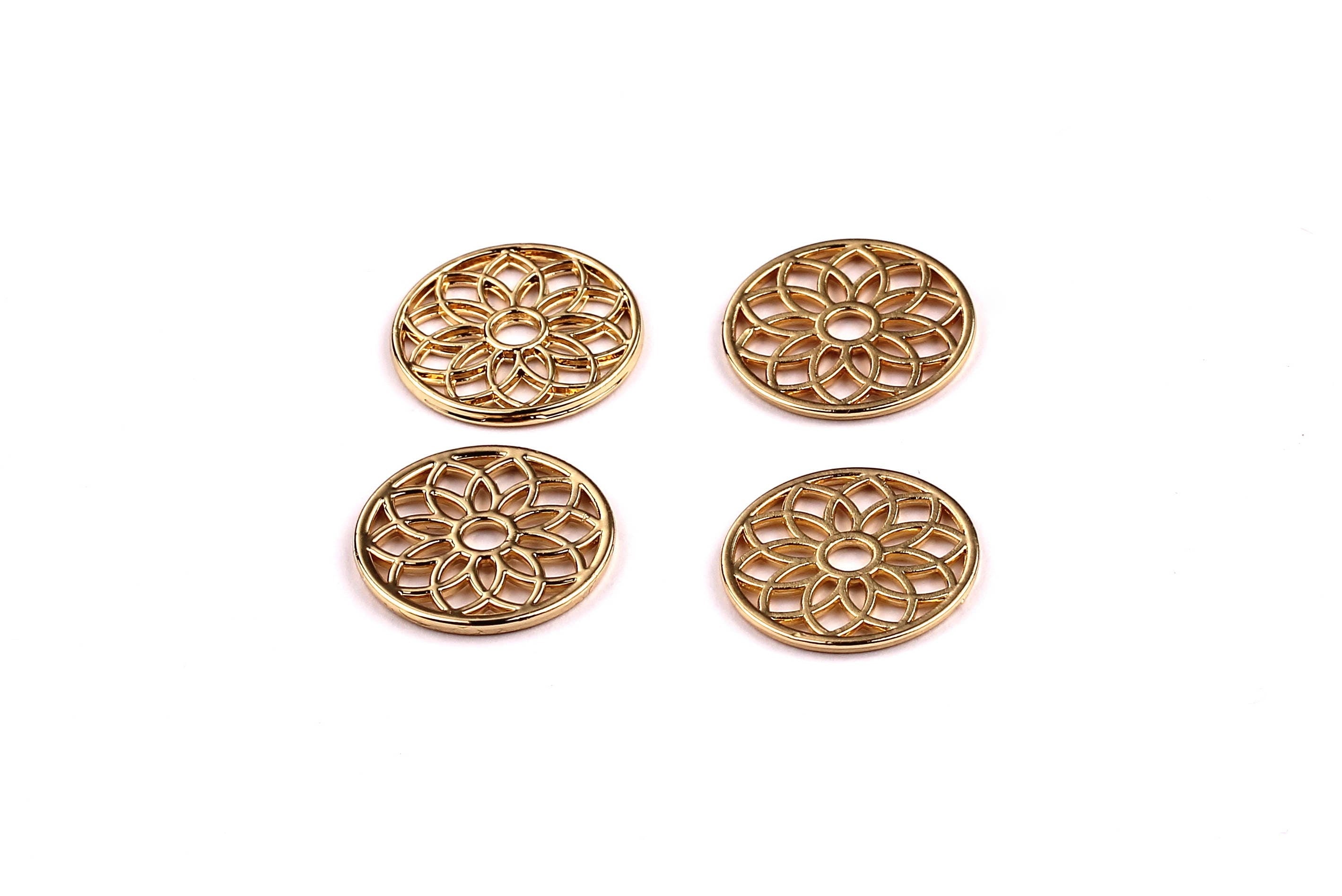 Flower Shaped Charms- Zinc Alloy Earring Findings - Gold Tone - Alloy Pendant for Necklace - Jewelry Supplies - 17x17x1.2mm - ZZ1178 - DOMEDBAZAAR