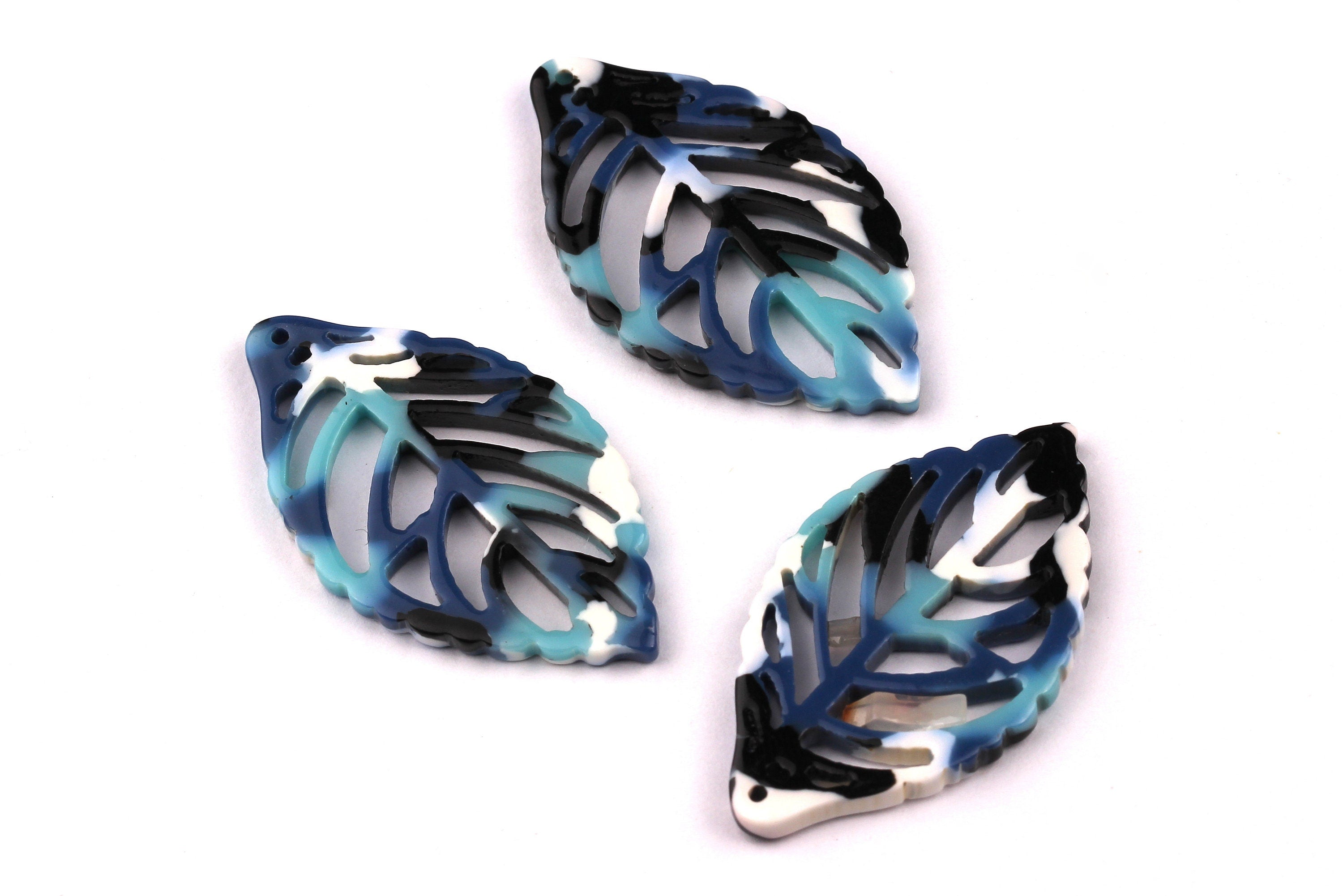Acetate Leaf Charms - Leaf Earrings & Pendant - Earring Findings - Jewelry Supplies - Color Code: A16 - 39x22x2.5mm - AC1008C - DOMEDBAZAAR