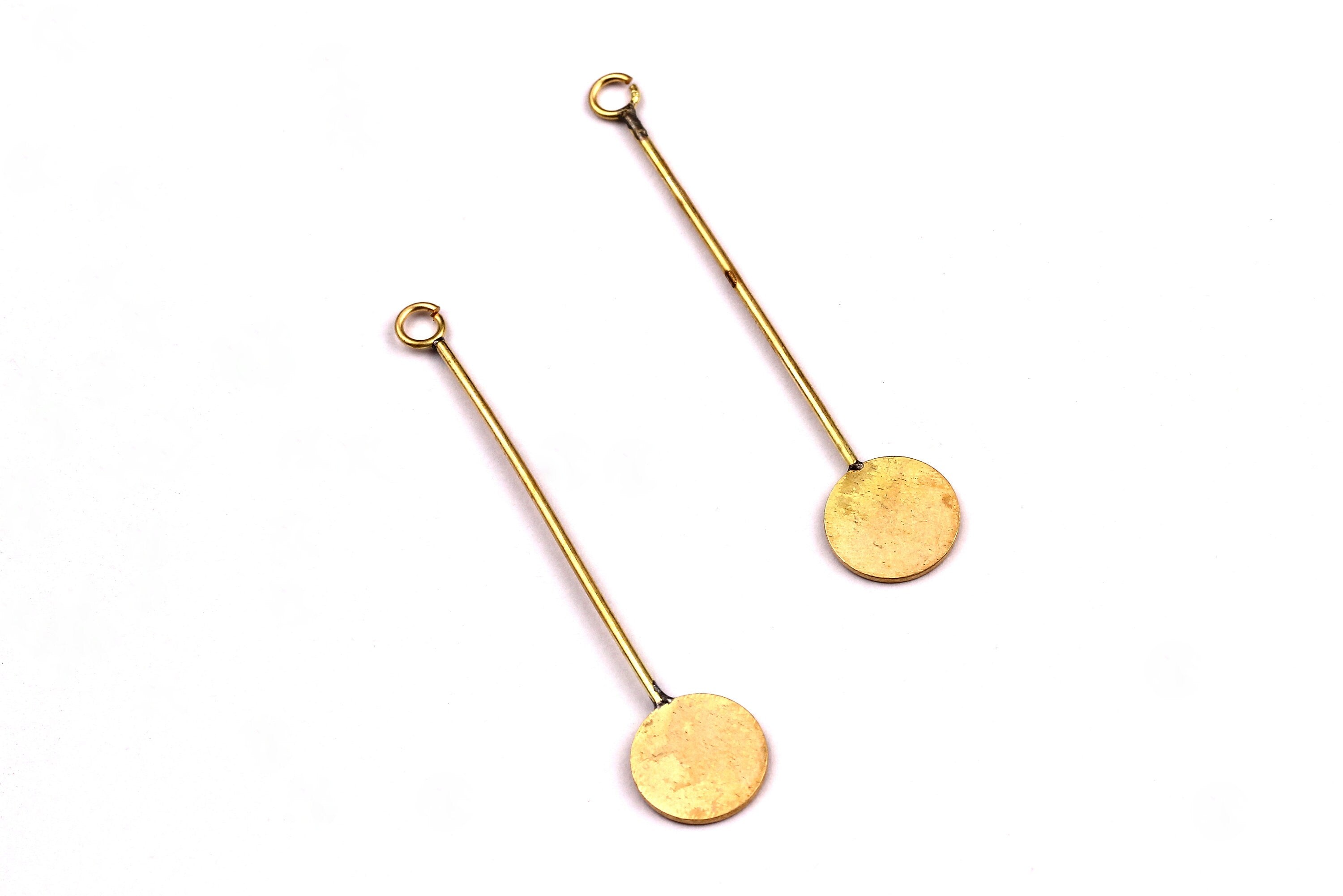 Raw Brass Earring Charms - Circle Shaped Earrings - Geometric Charms - Jewelry Supplies for Earrings - 48x9.5mm PP1334 - DOMEDBAZAAR