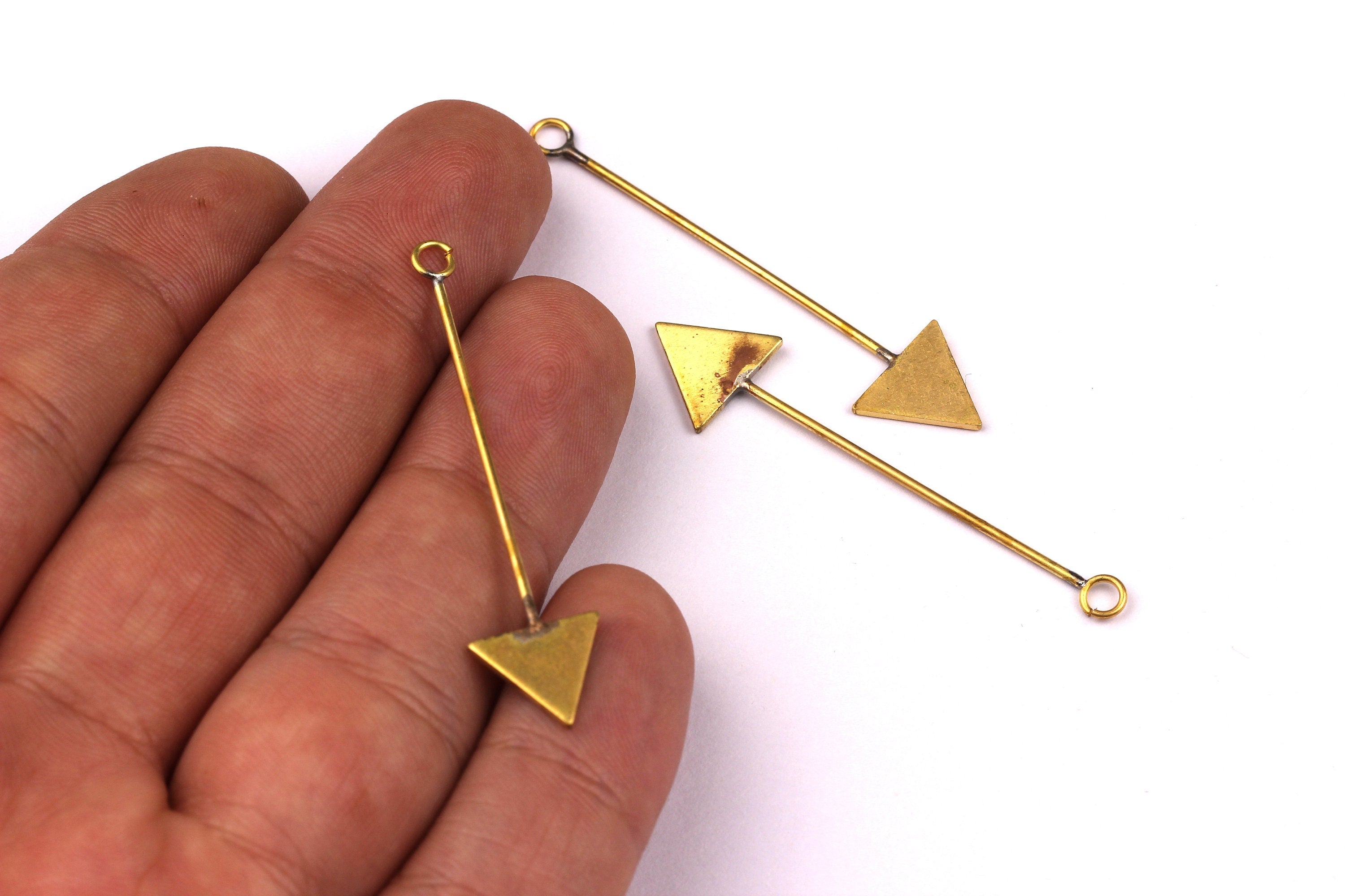 Raw Brass Earring Charms - Arrow Shaped Earrings - Ear Studs - Jewelry Supplies for Earrings - 47x10mm PP1335 - DOMEDBAZAAR