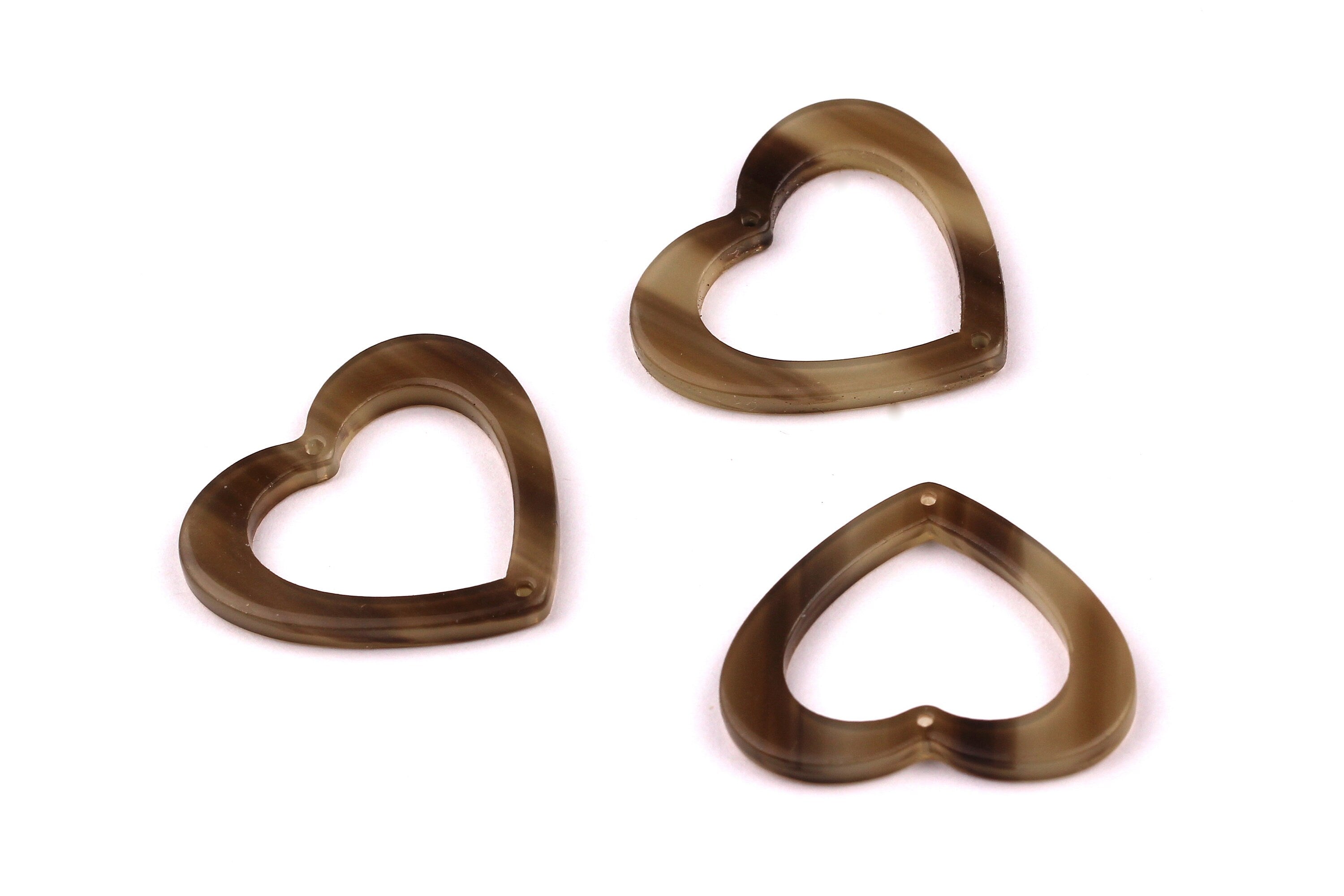 Acetate Heart Charms - Heart Earrings and Pendant - Earring Findings - Jewelry Supplies - Color Code: A88 - 28x31x24mm - AC1017B - DOMEDBAZAAR