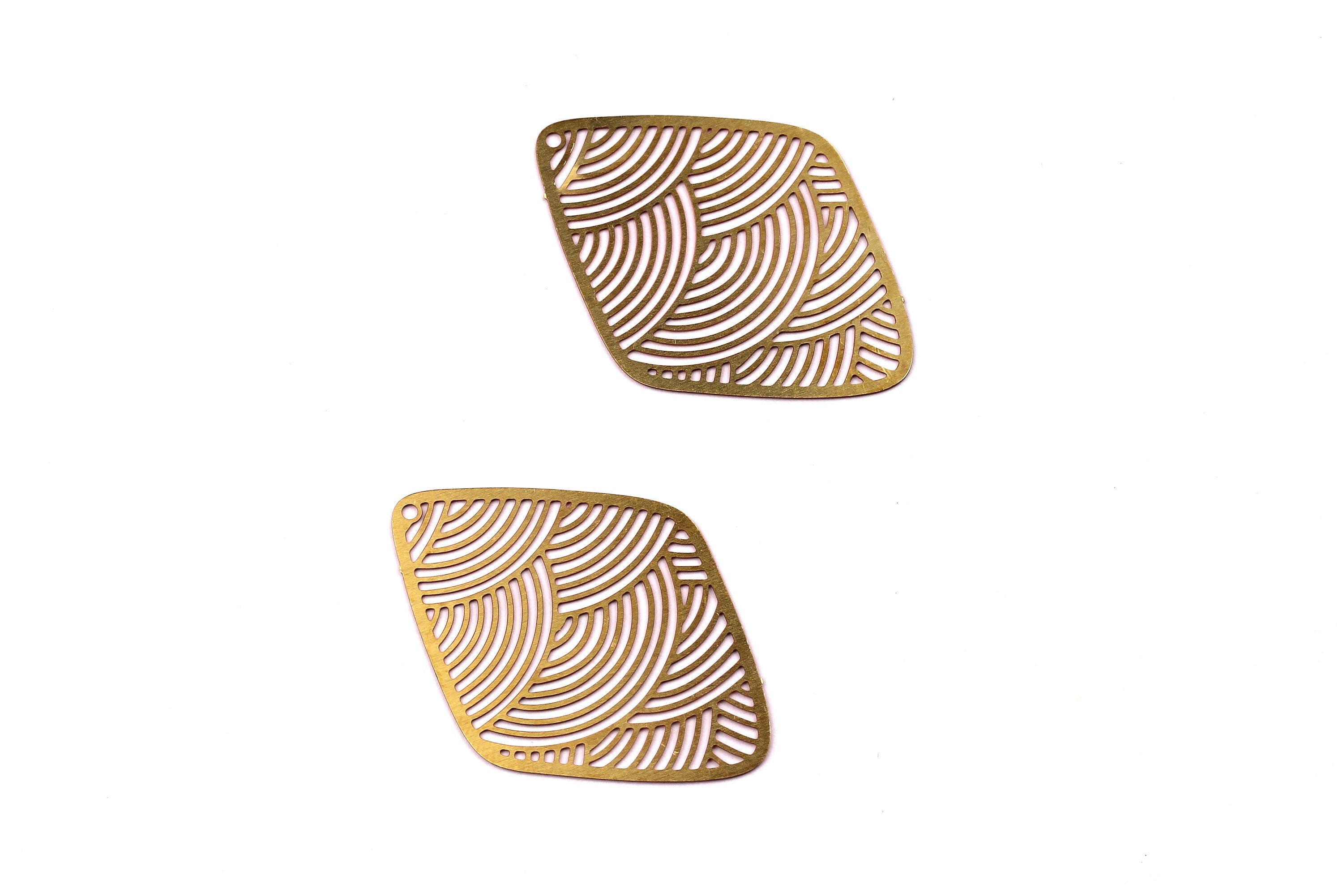 Diamond Shaped Earring Charms - Raw Brass Earring - Diamond Earring Charms - Earring Findings - Jewelry Supplies - 46x33mm - JJB3749 - DOMEDBAZAAR